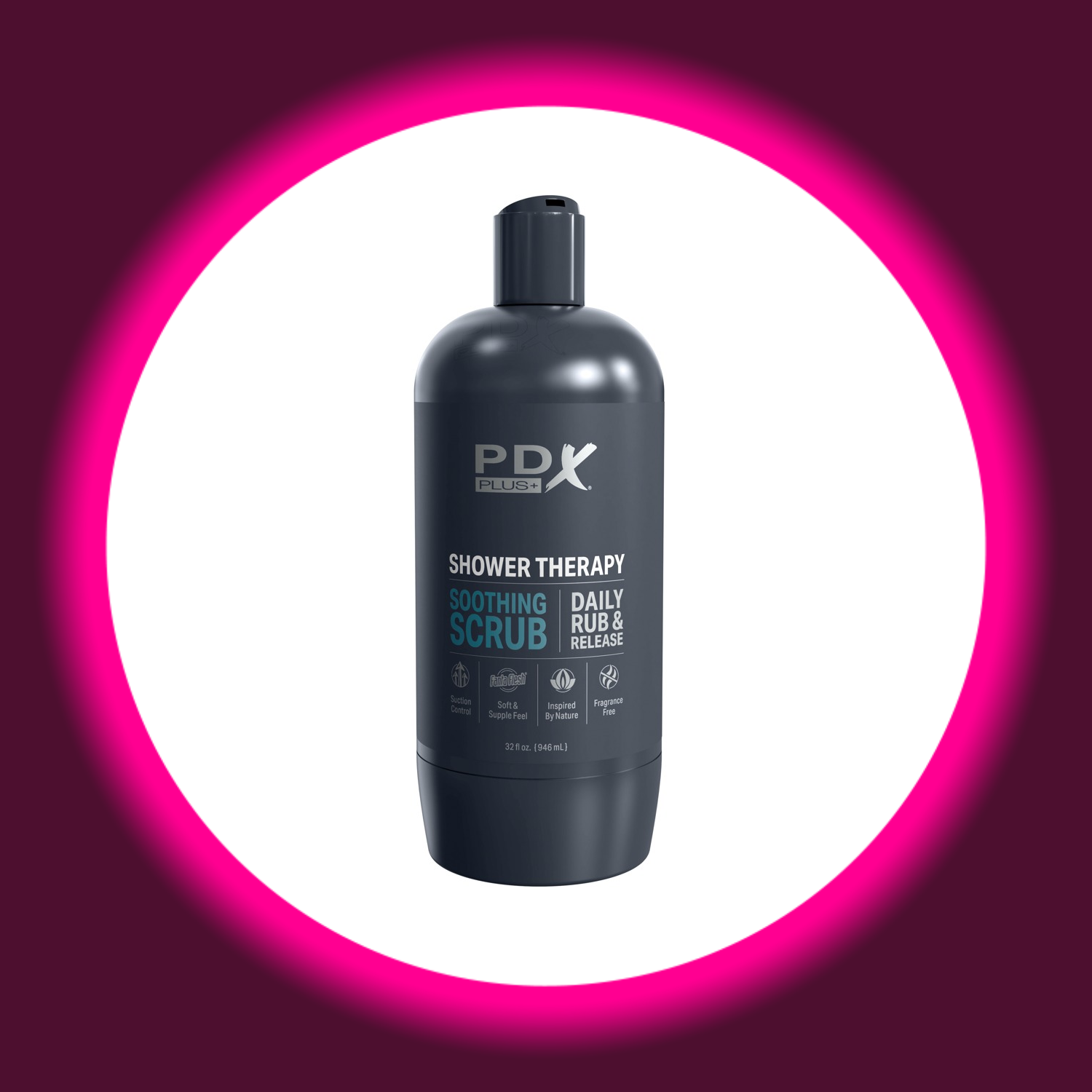 schwarzer Masturbator, getarnt als Shampooflasche, PDX Plus Shower Therapy Soothing Scrub
