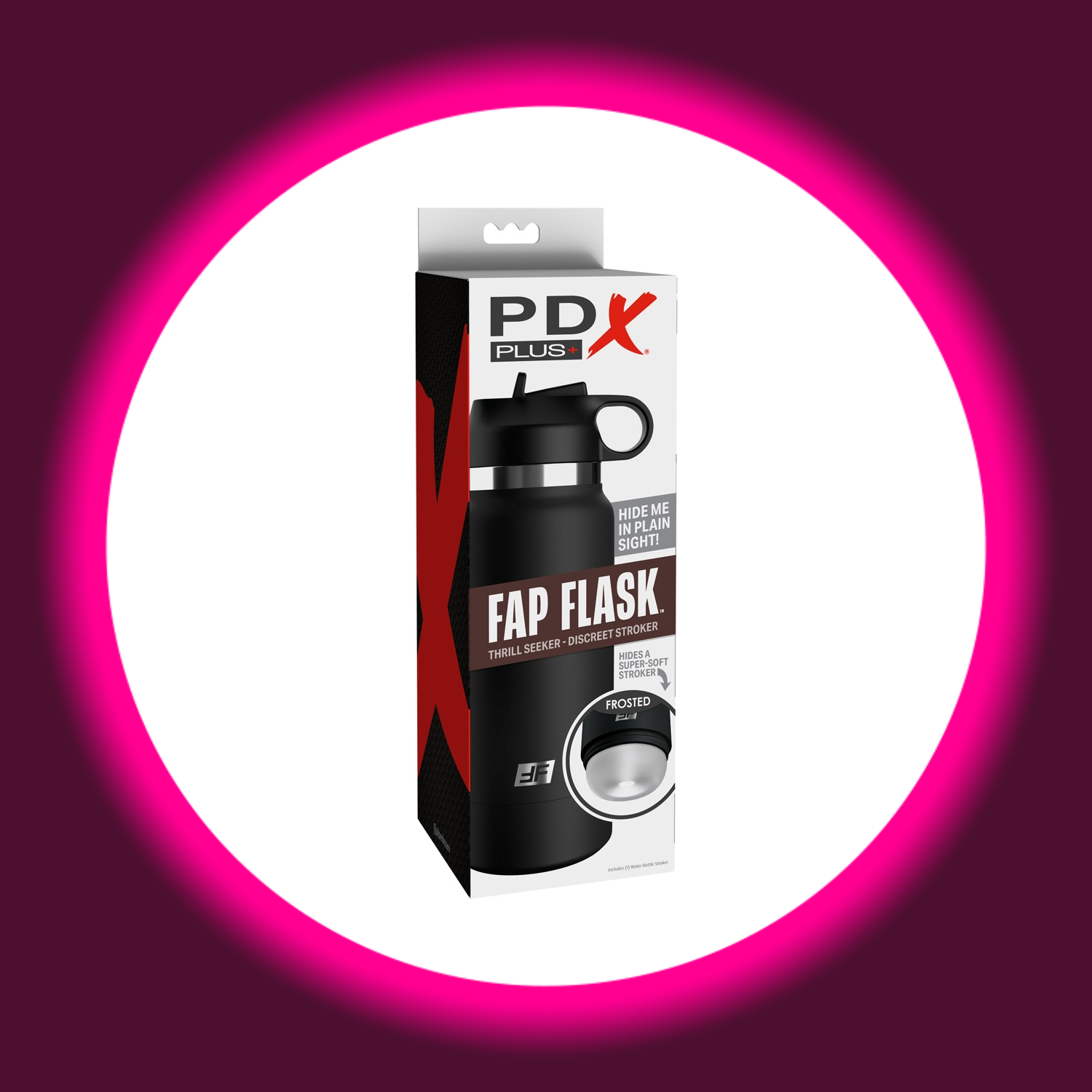 Verkaufsverpackung schwarzer Masturbator mit neutraler Sleeve, PDX Plus Thrill Seeker