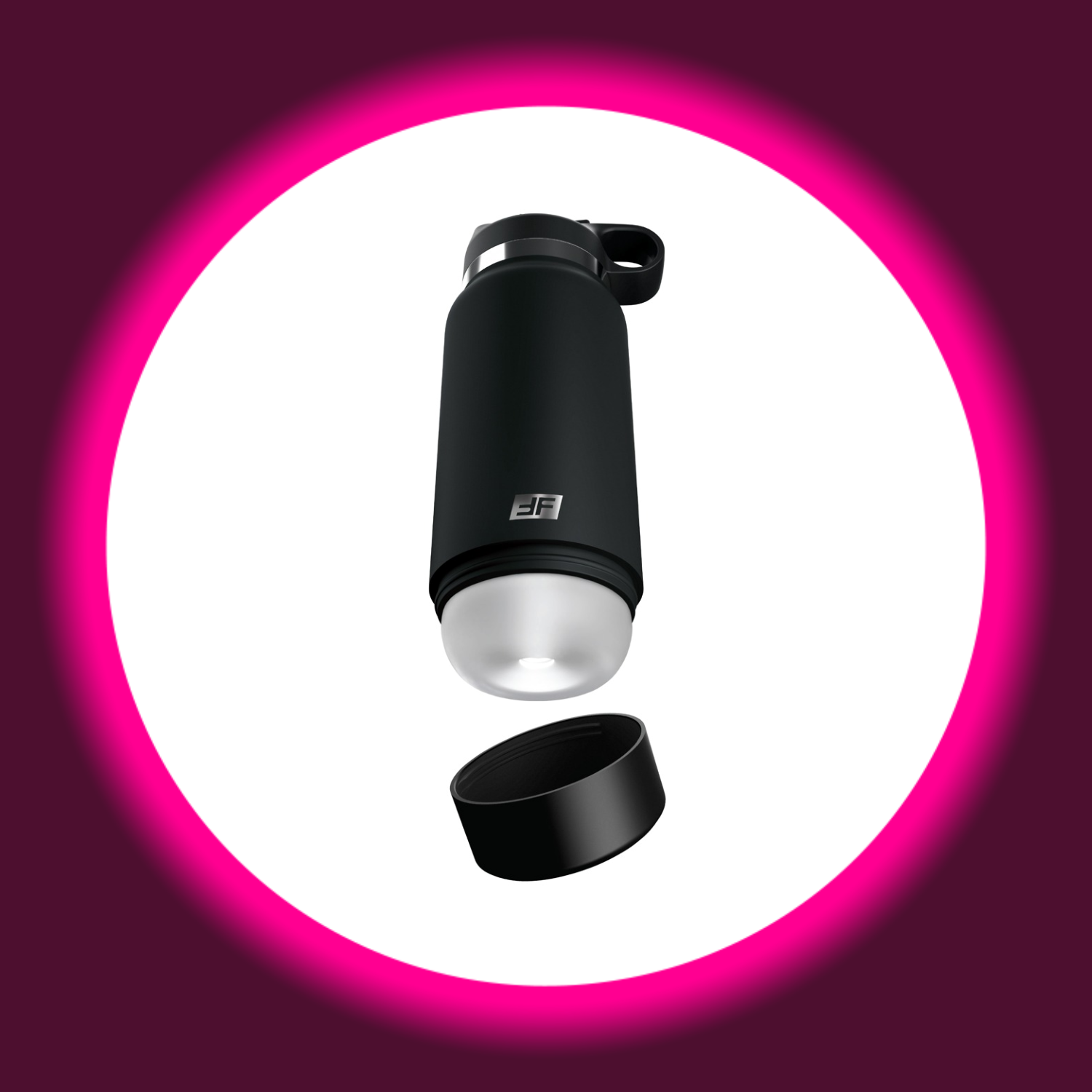 schwarzer Masturbator mit neutraler Sleeve und Verschlusskappe, PDX Plus Fab Flask Thrill Seeker