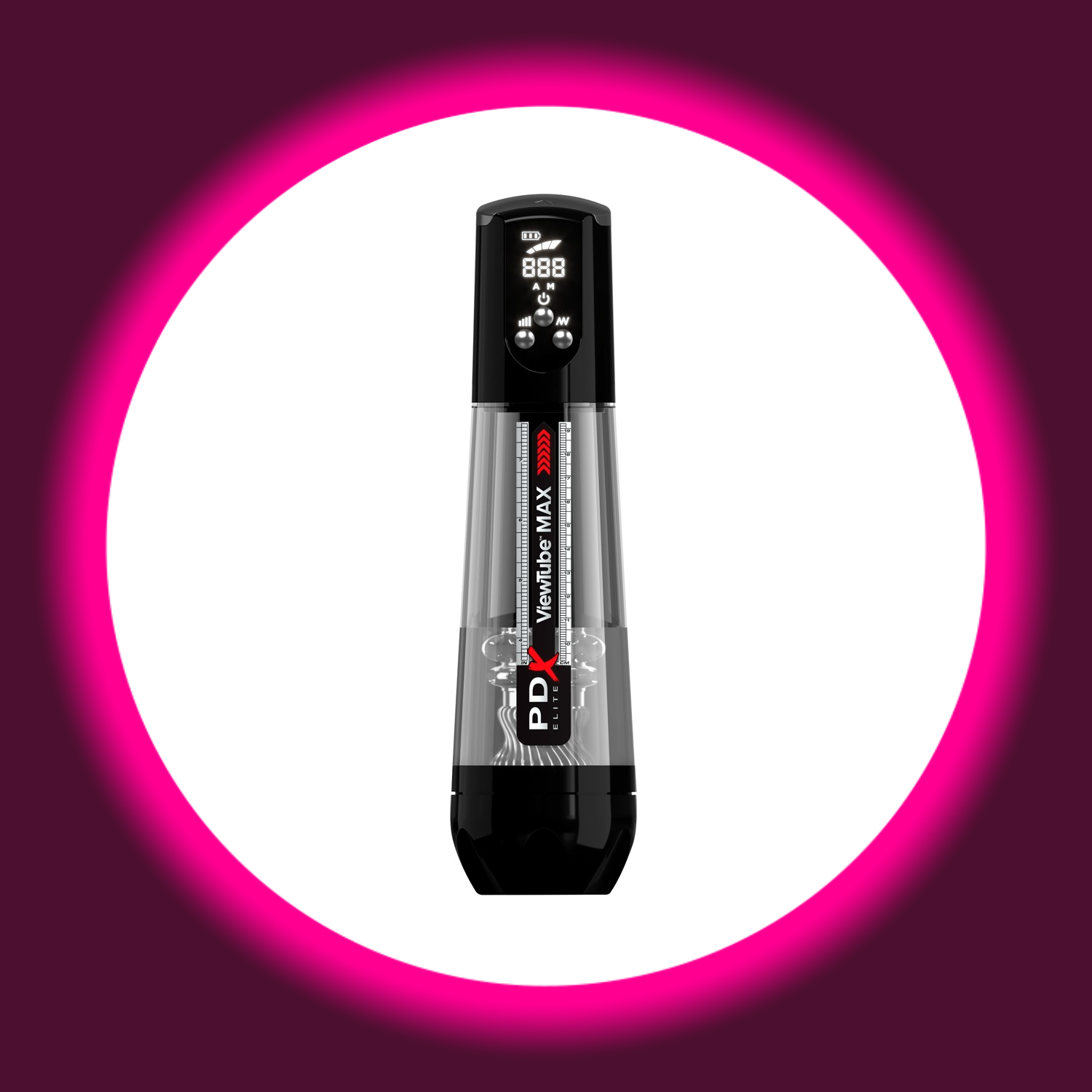 durchsichtiger Masturbator mit Verschlusskappe und Digitalanzeige, PDX Elite ViewTube Max