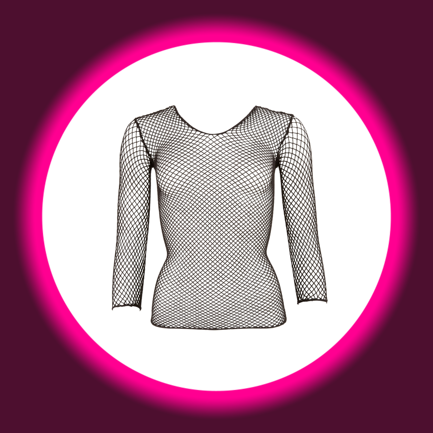 schwarzes Langarm-Shirt aus grobem Netz, von NO:XQSE