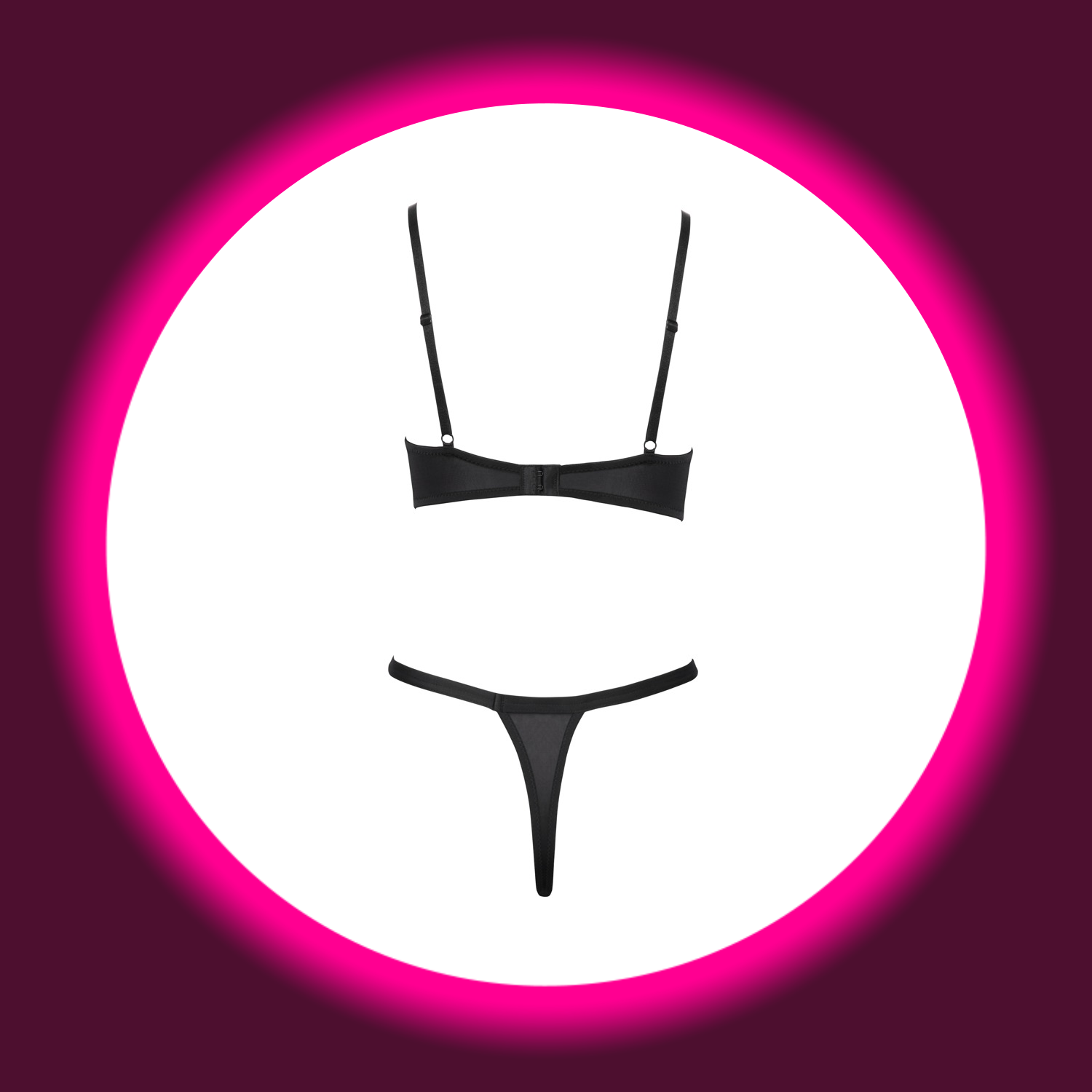 Bügel-BH und Riostring im schwarzen Set, Rückansicht, von Cottelli LINGERIE