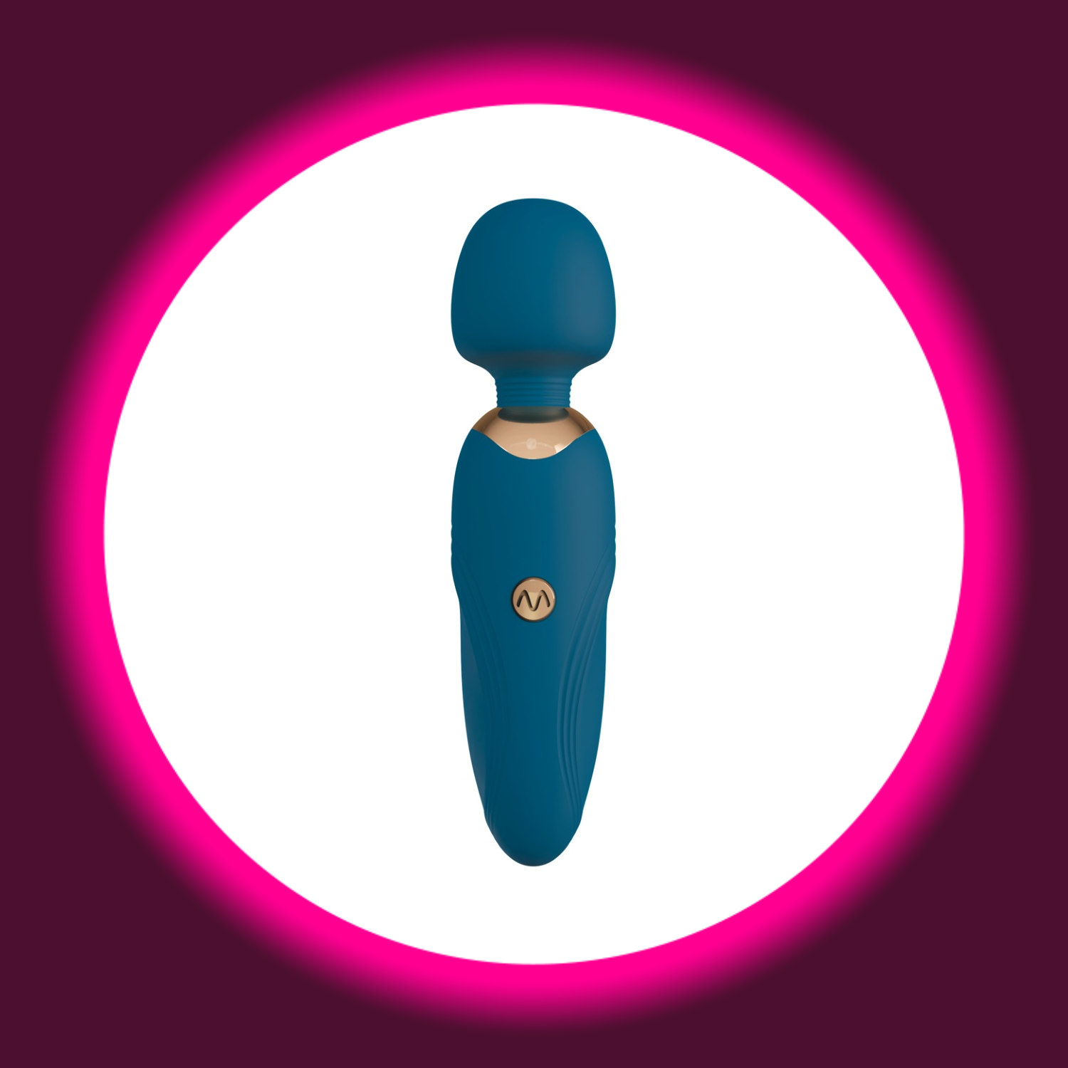 Frontansicht auf einen kleinen blauen Massagestab bzw. Wand Vibrator