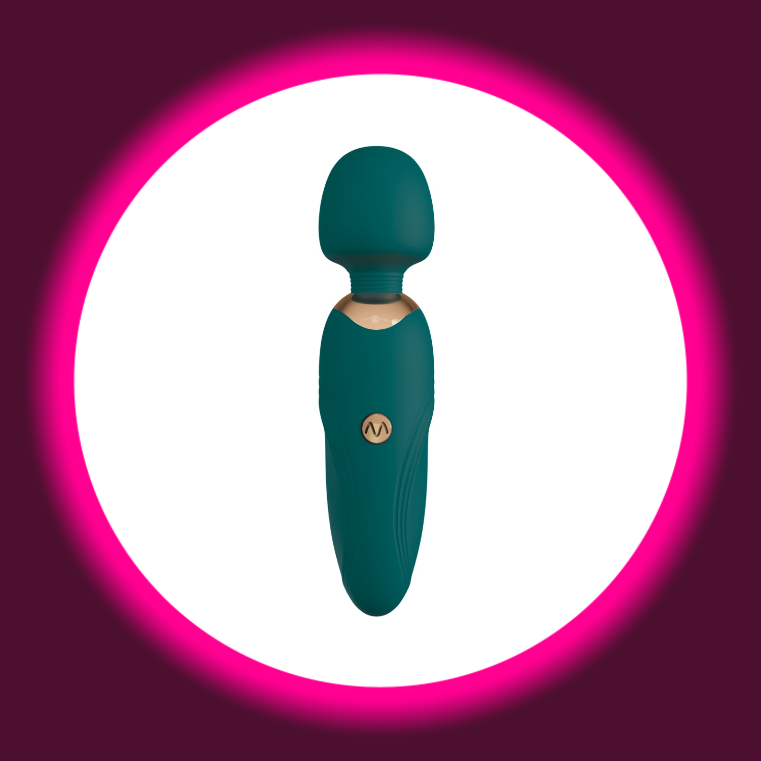 Frontansicht auf einen kleinen grünen Massagestab bzw. Wand Vibrator