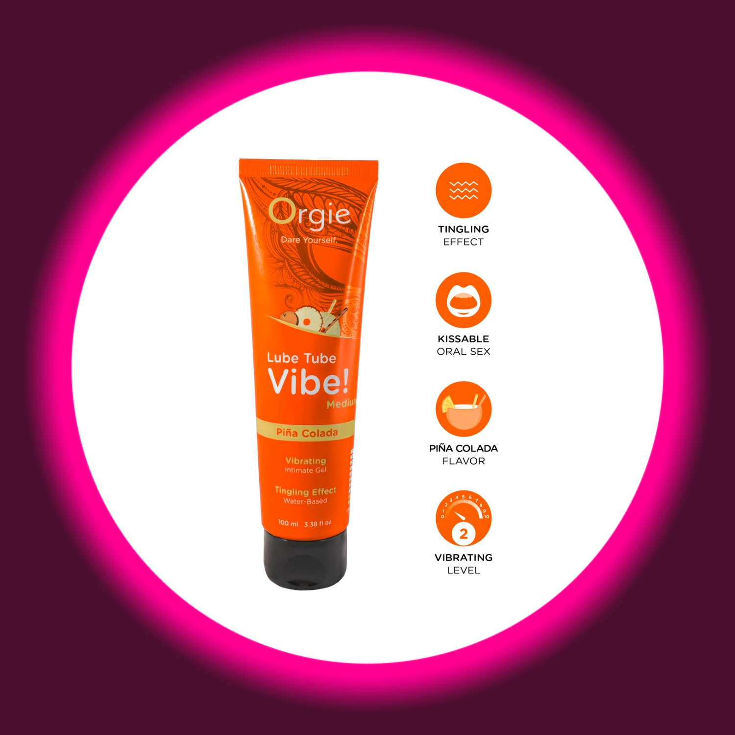 orange Tube essbares Gleitgel Lube Tube Vibe! Piña Colada von Orgie
