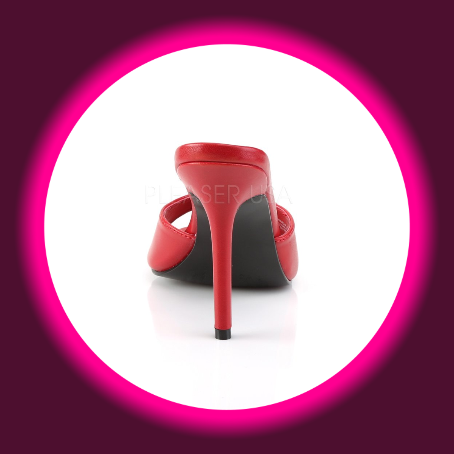 Rückansicht minimalistische rote Pantoletten, Pleaser Classique 01
