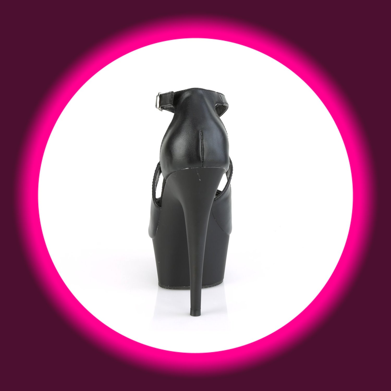 Rückansicht schwarze Plateau Pumps Pleaser Delight 621 mit hohem Absatz