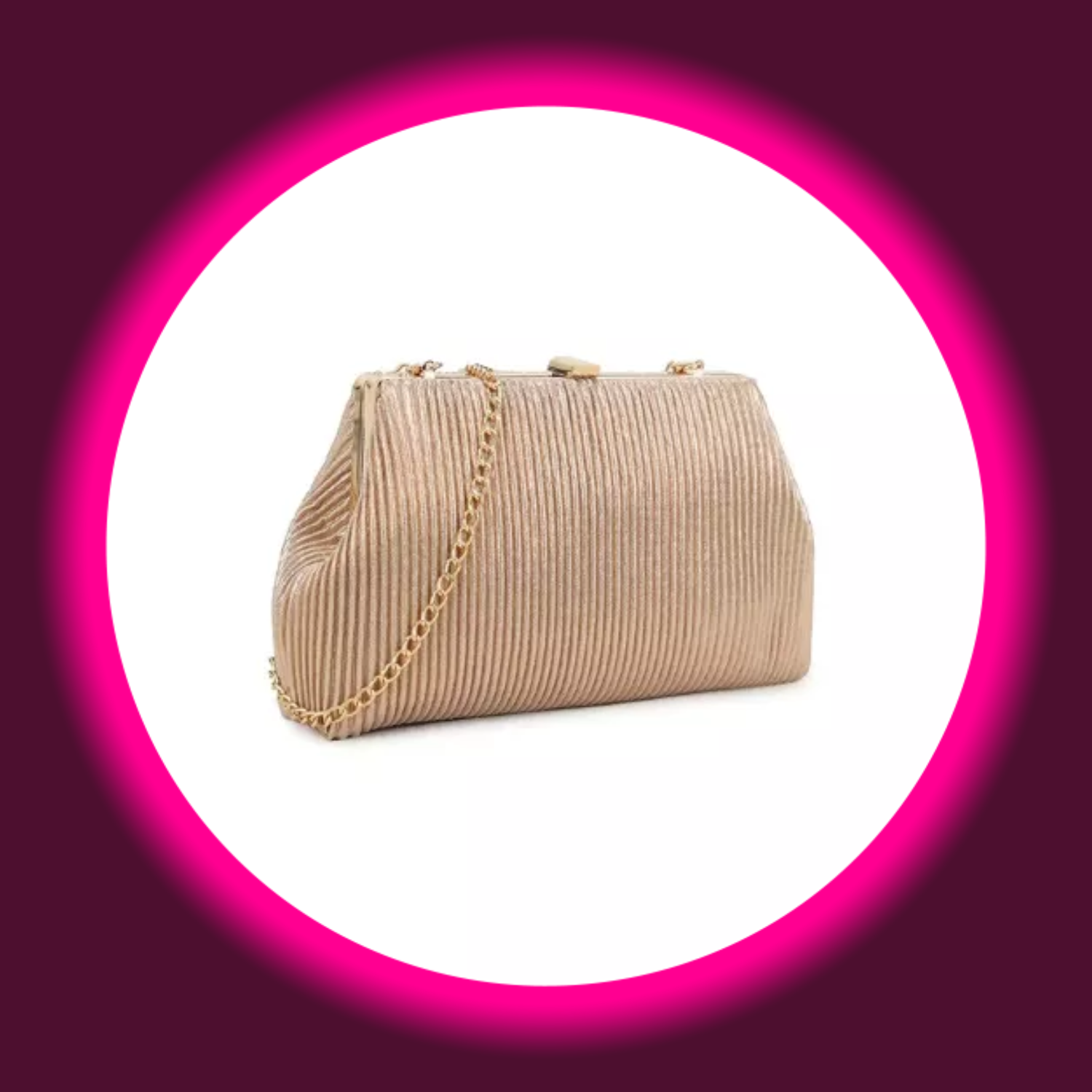 plissierte beige Handtasche mit goldfarbener Kette von Aftershock London