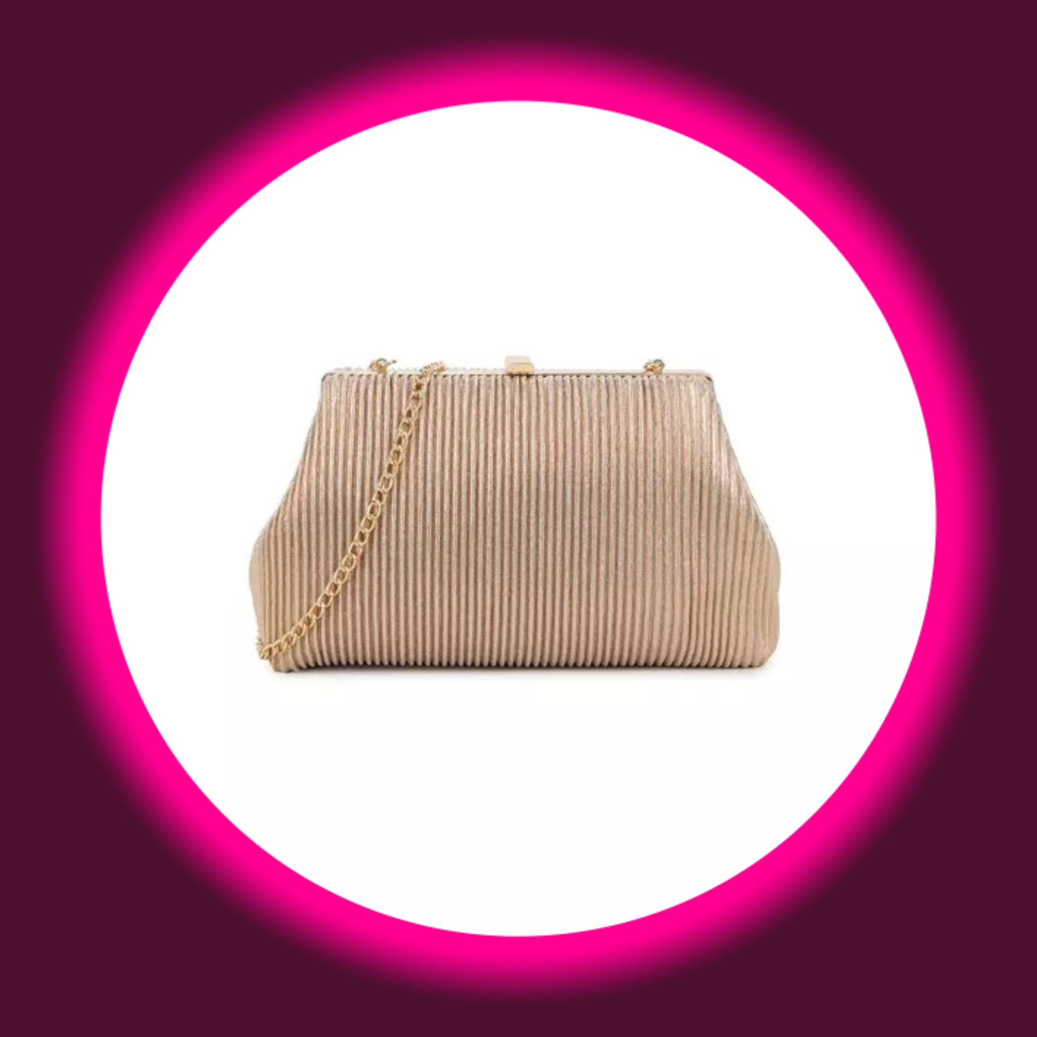 plissierte beige Handtasche mit goldfarbener Kette von Aftershock London