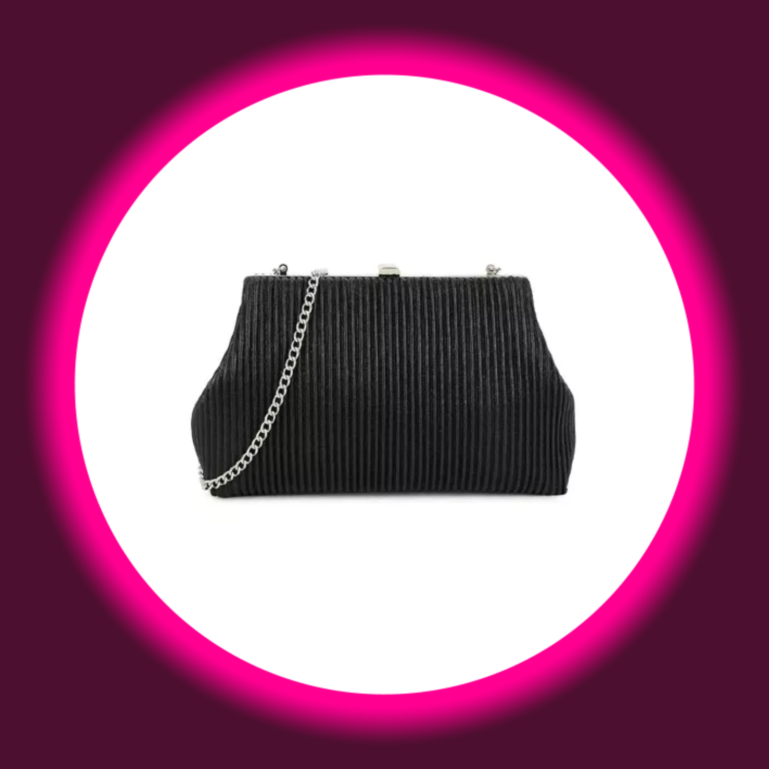 plissierte schwarze Handtasche mit abnehmbarer Kette von Aftershock London