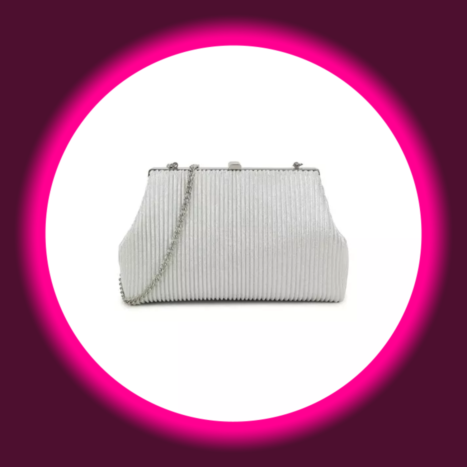 plissierte silberne Handtasche mit abnehmbarer Kette von Aftershock London