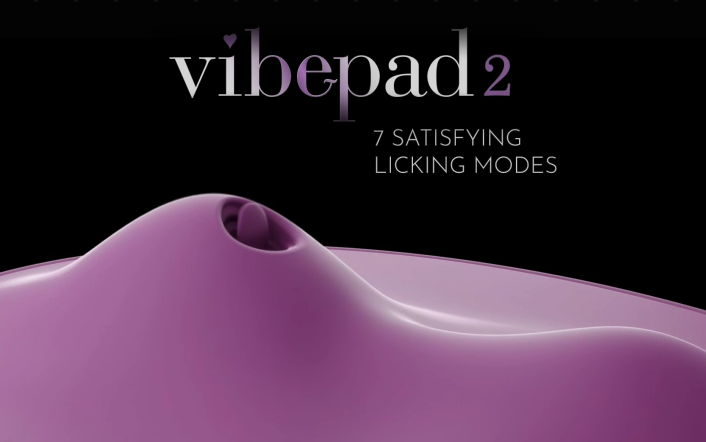 Präsentation und Funktionsweise des violetten Vibepad 2 Vibrokissen mit Leckzunge und Vibrohügeln
