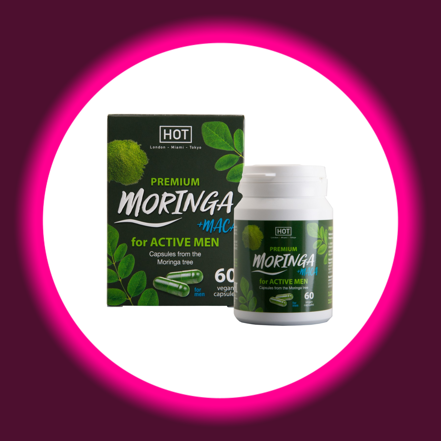 Verkaufsverpackung Hot Premium Moringa + Maca für Männer
