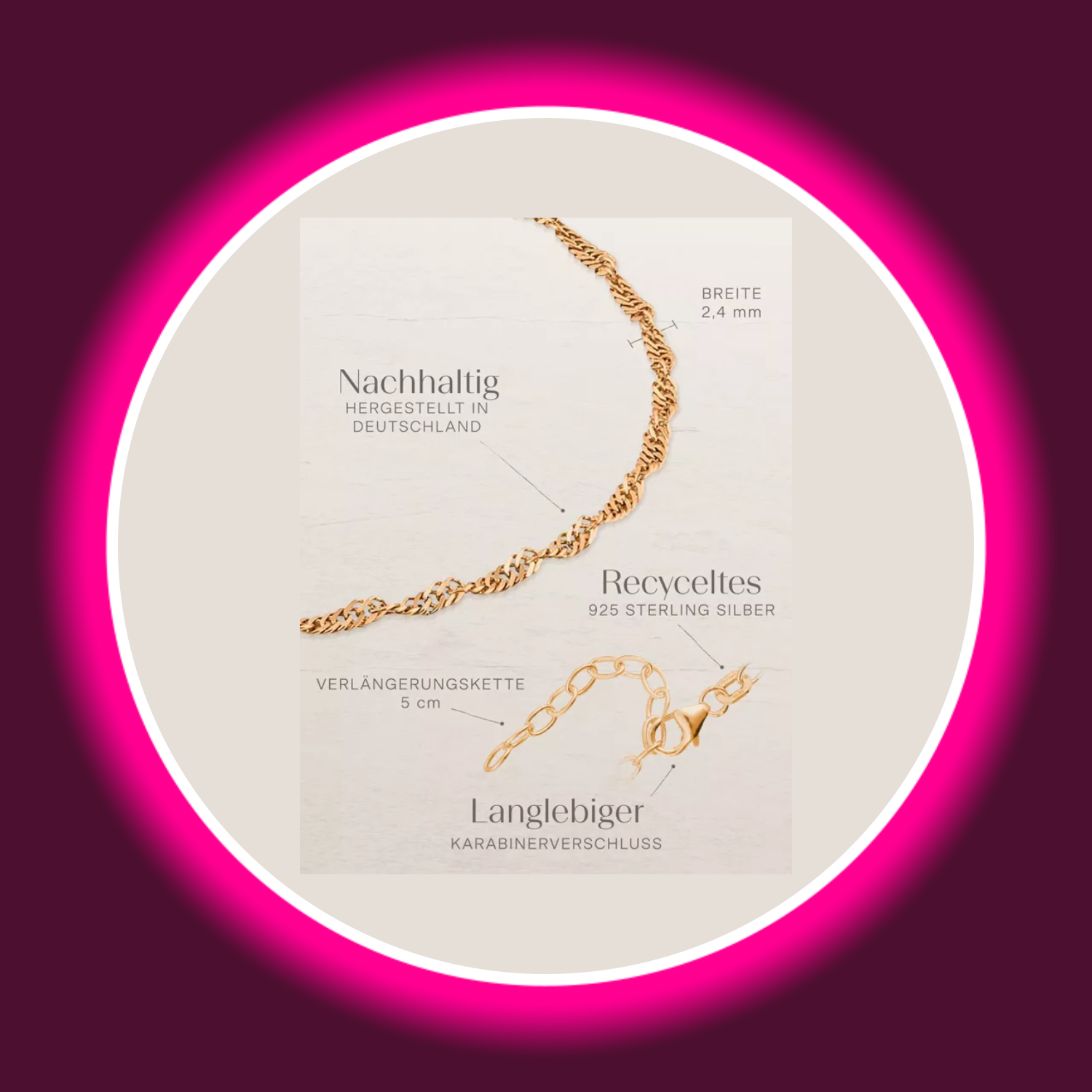 MODABILÉ SCHMUCK | FUSSKETTE SINGAPORE ROSÉ VERGOLDET