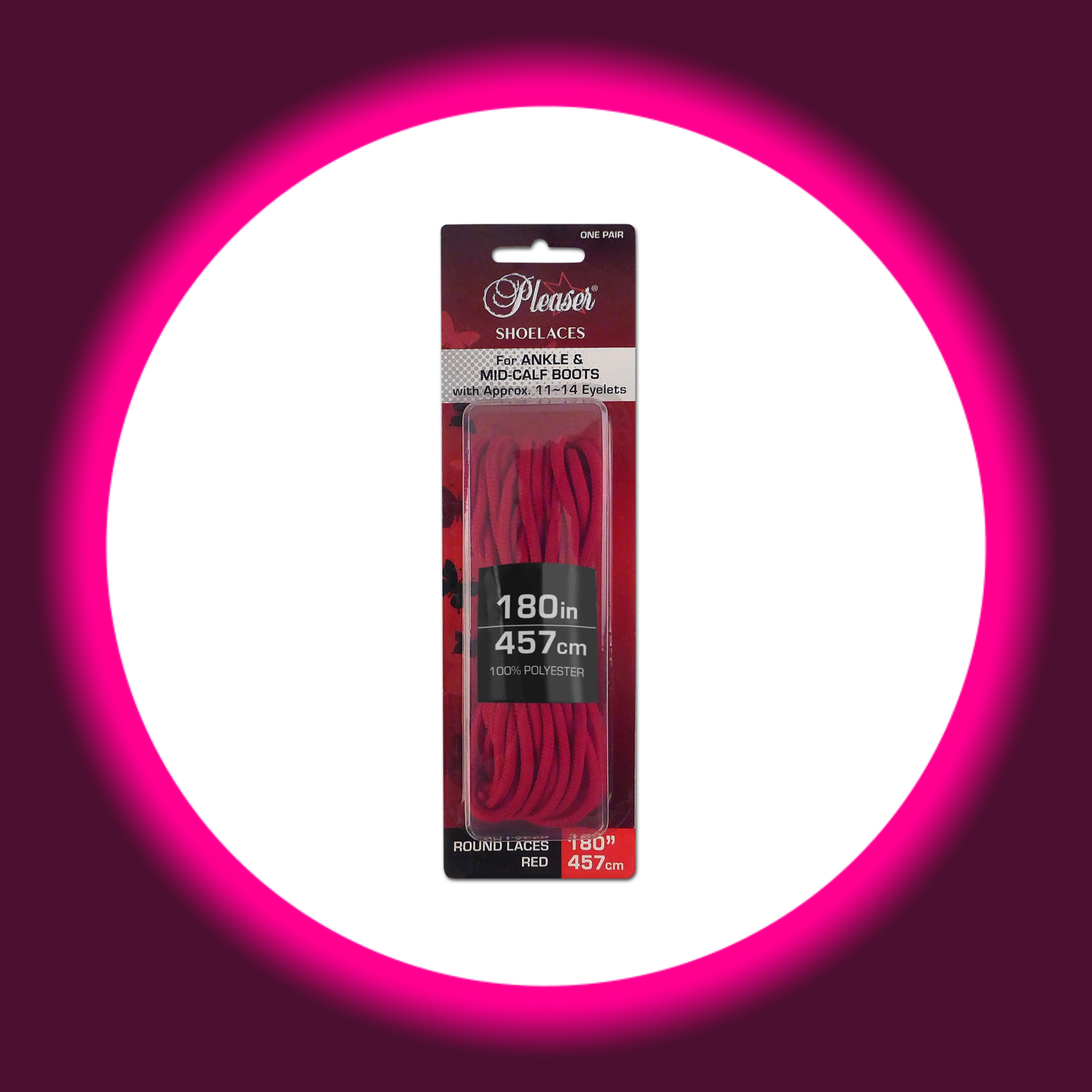 Verkaufsverpackung für rote Schnürsenkel, Pleaser
