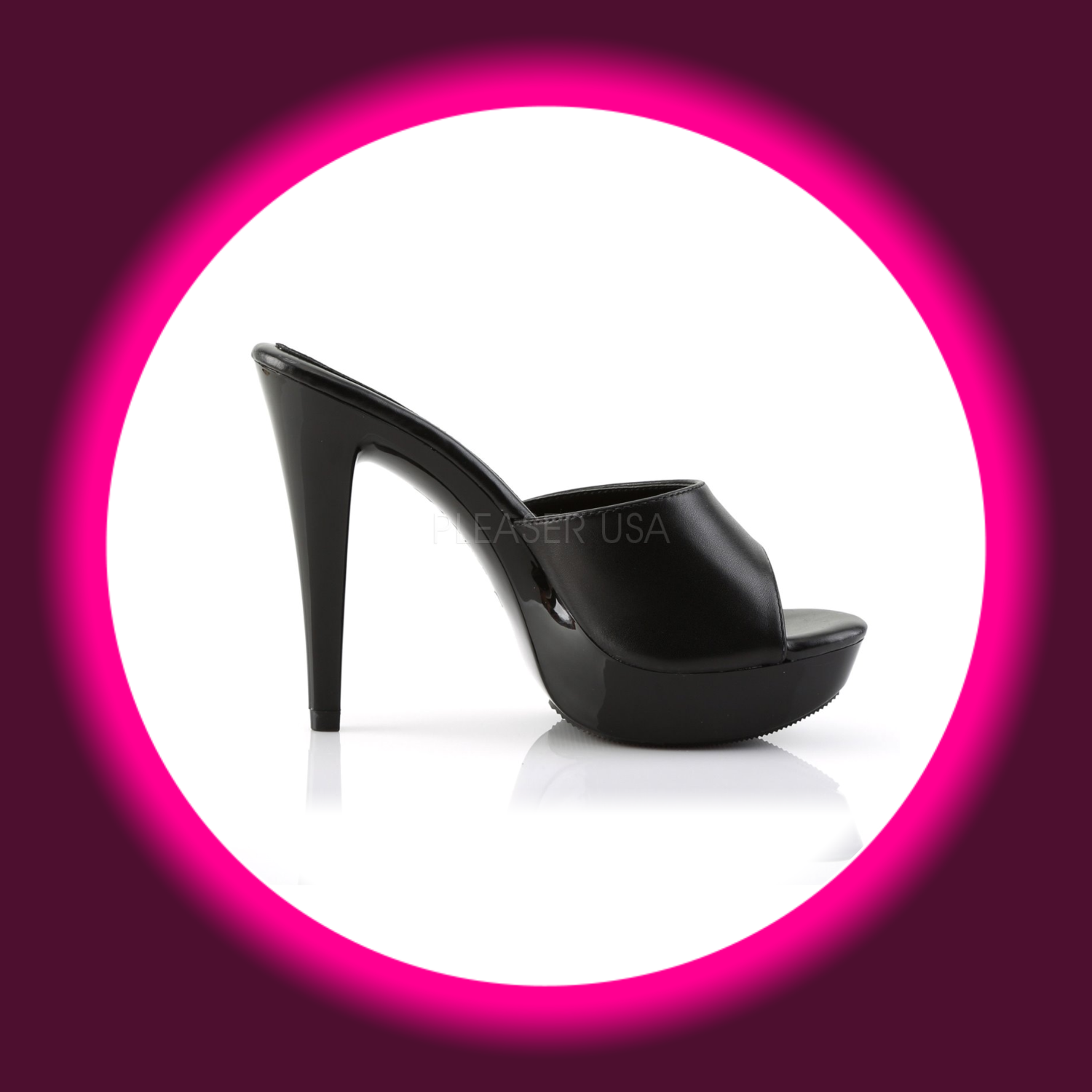 seitliche Ansicht schwarze Pantolette mit Plateau und hohem Absatz, Fabulicious Cocktail 501