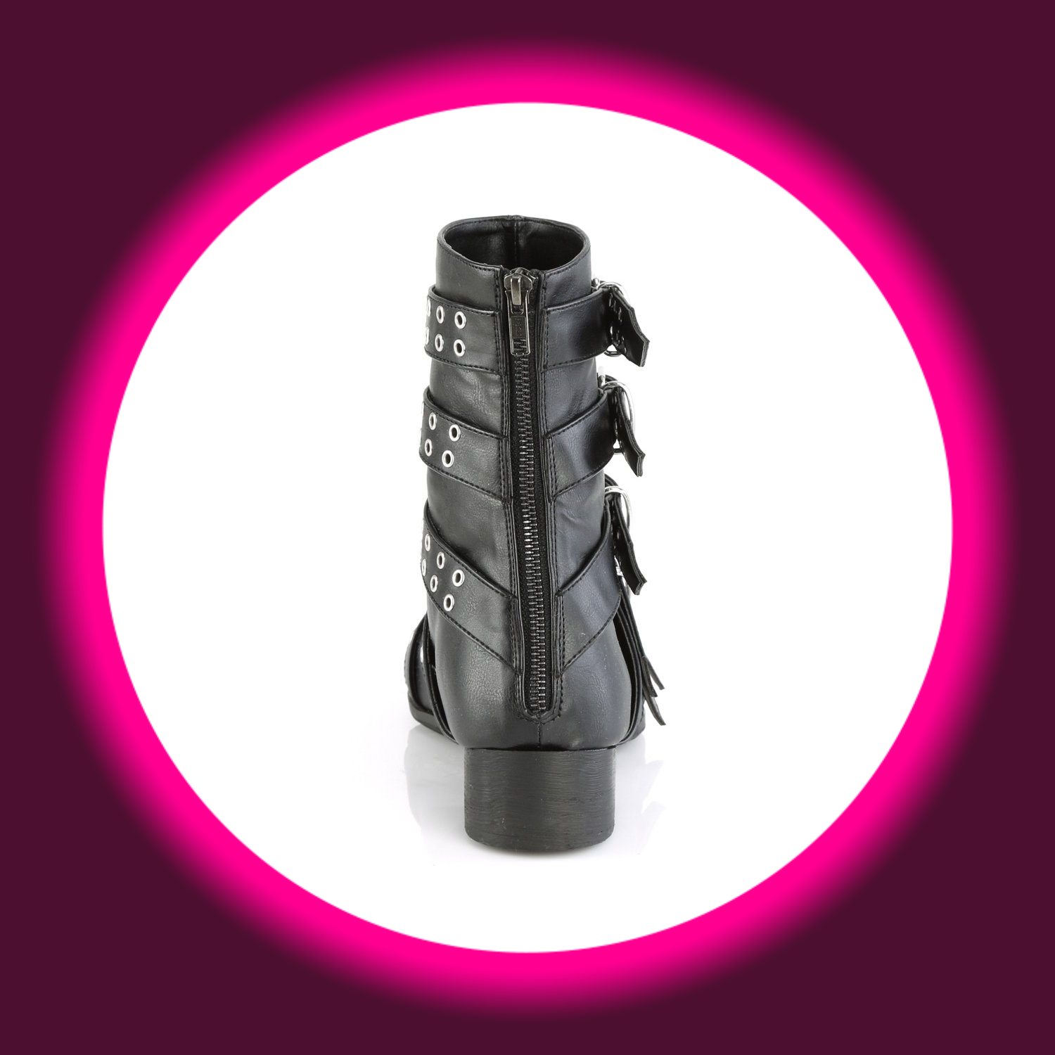 Rückansicht Stiefelette für Herren, schwarz, mit Reißverschluss und Nieten, Demoniacult Warlock 70