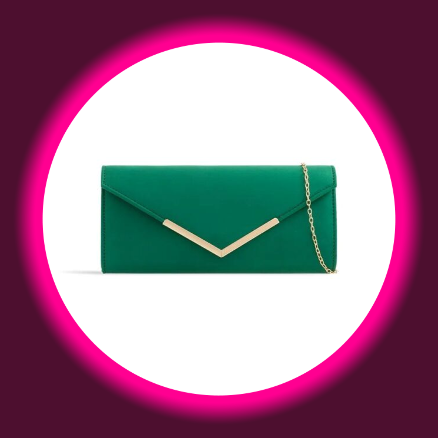 grüne Clutch mit goldenem Rand und goldener Kette, Aftershock London