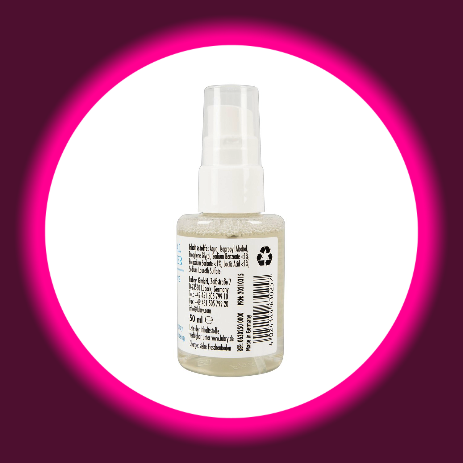 Special Cleaner 50ml – Rückseite mit Inhaltsstoffen, Herstellerangaben und Barcode, Made in Germany