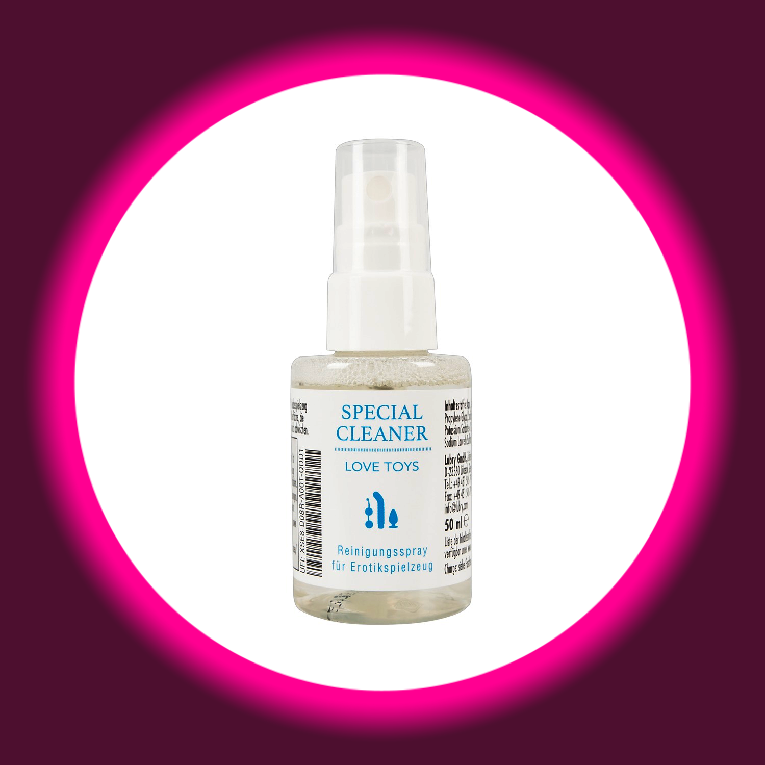 Special Cleaner 50ml – Reinigungsspray für Erotikspielzeug, Vorderseite mit Produktbezeichnung und Pumpspender
