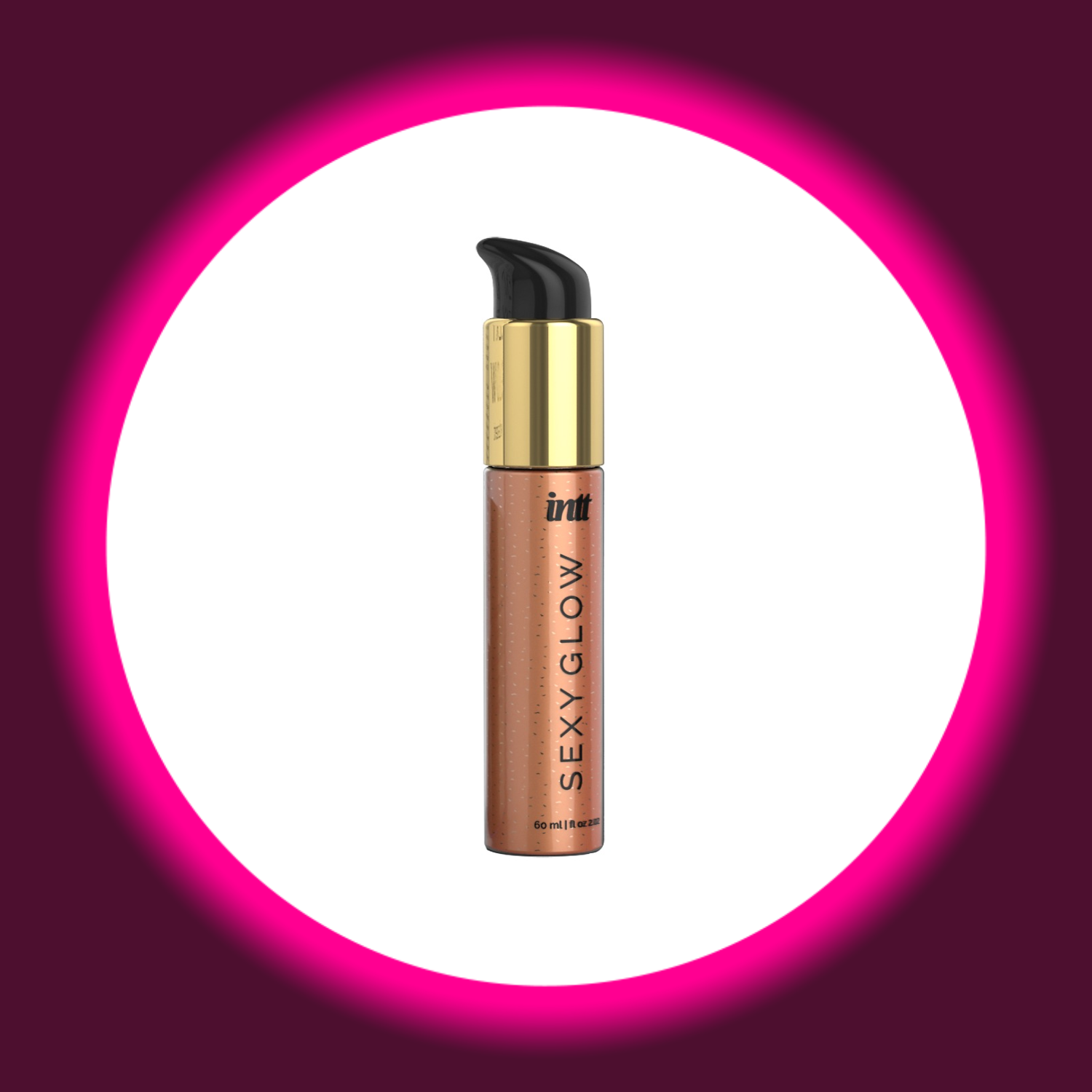 stehender Cremespender einer Bodylotion mit der Aufschrift sexy glow