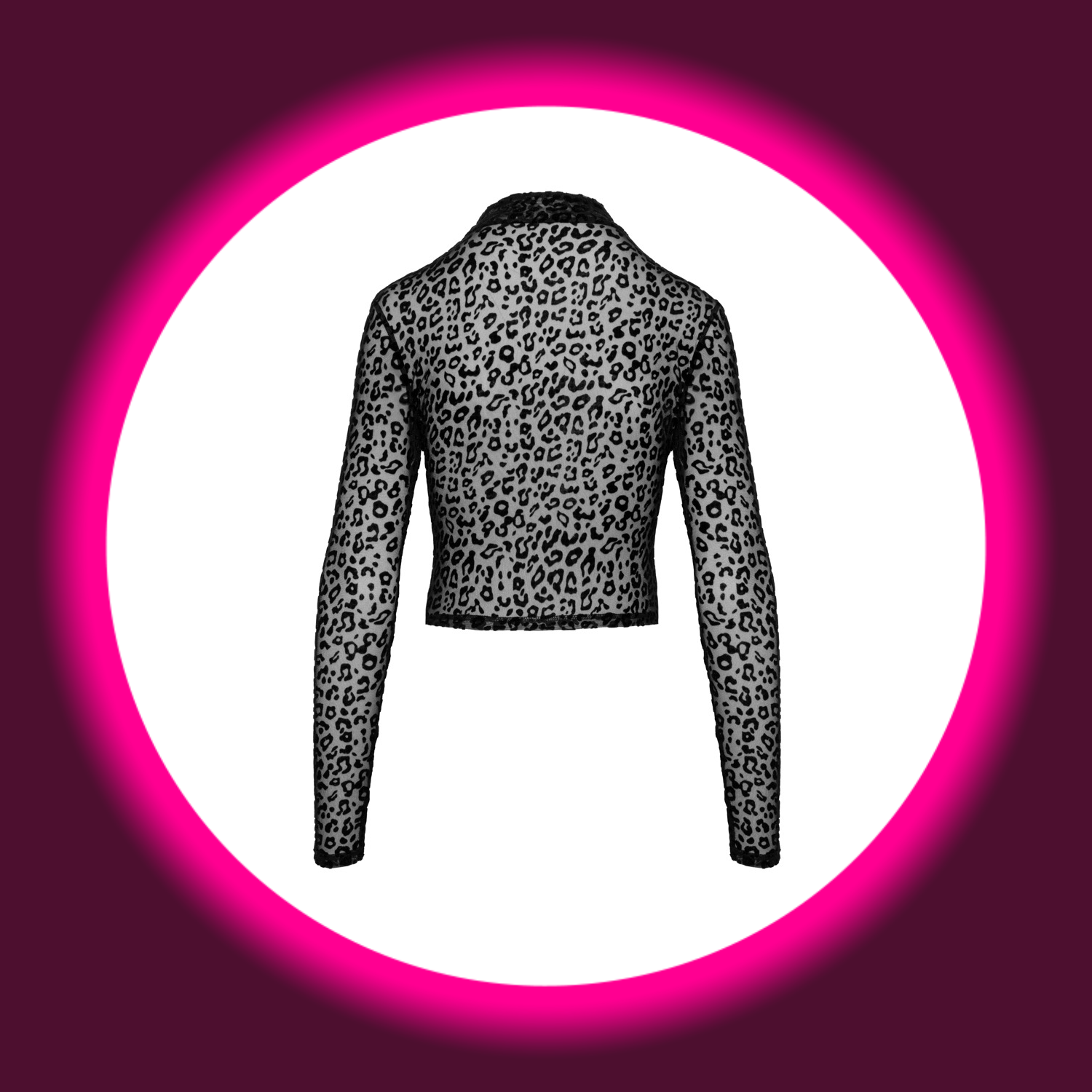 Rückansicht schwarzes langärmeliges Oberteil mit Leopardenprint von Noir Handmade