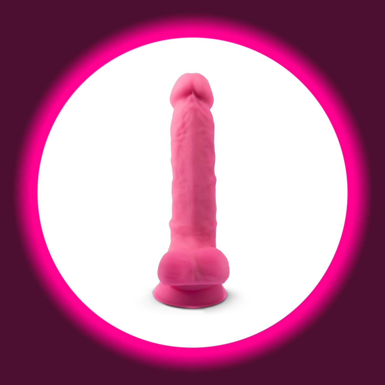 pinker Dildo mit Hoden und Saugfuß, von Silexd