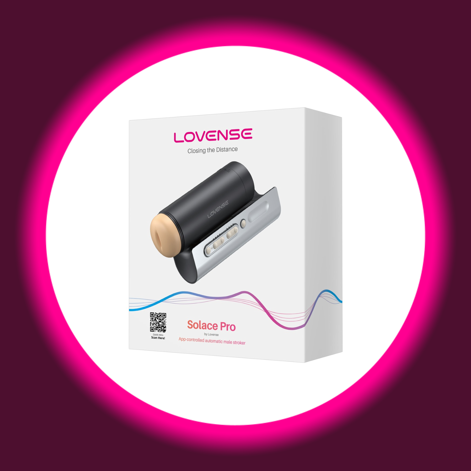 weiße Verkaufsverpackung des Masturbators Lovense Solace Pro