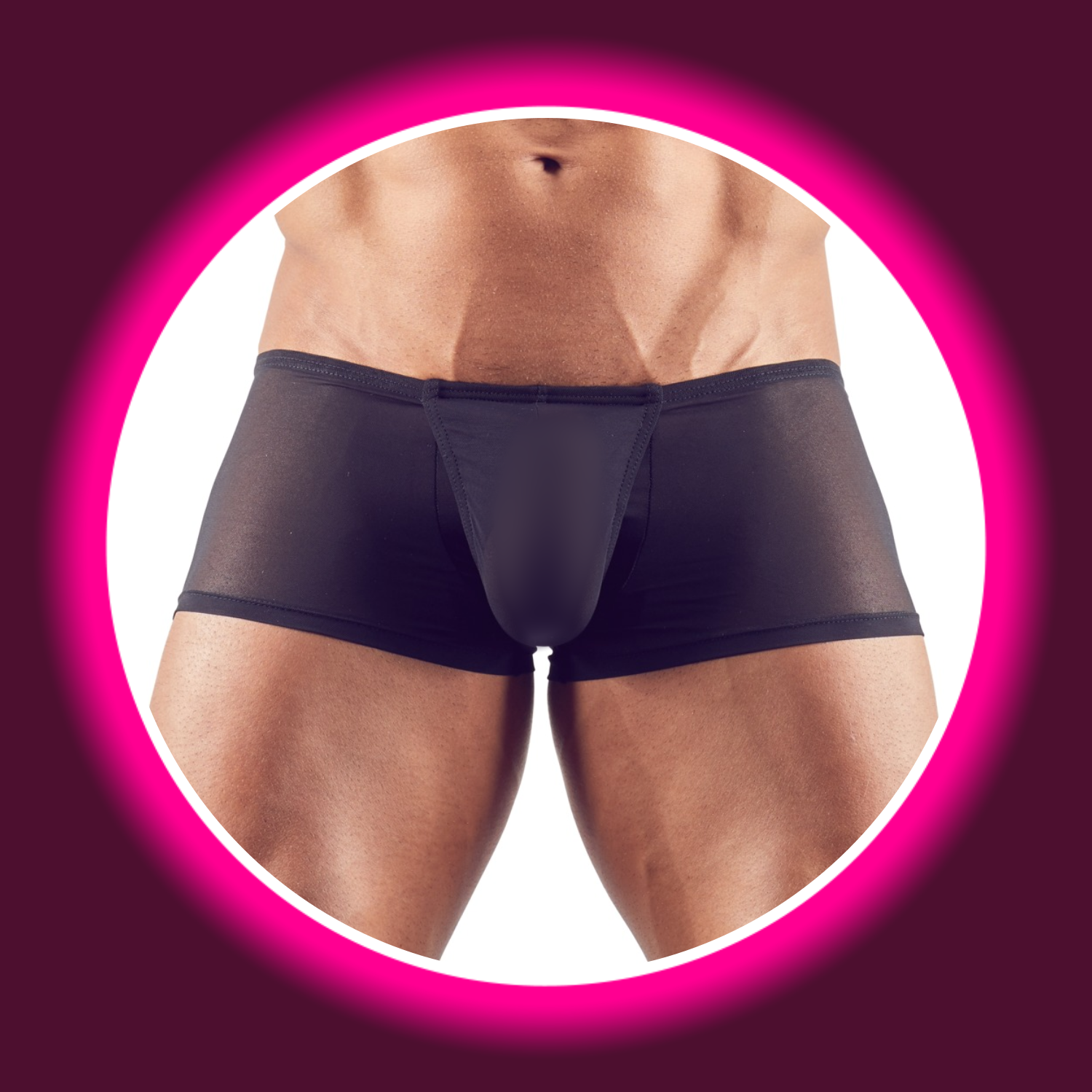 Frontansicht schwarze Pants von Svenjoyment mit Swellfunktion für Frontwölbung im Schritt