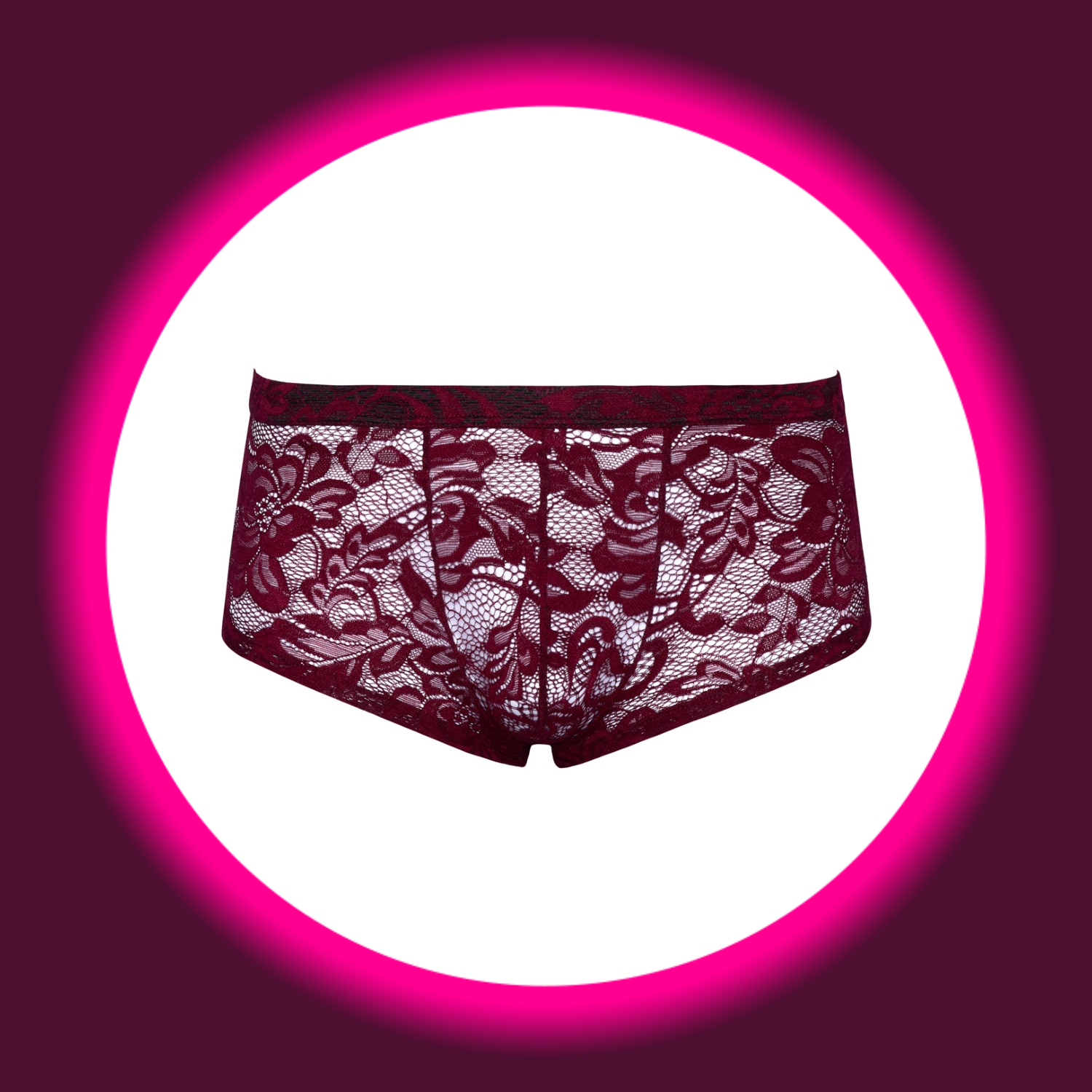 Frontansicht transparente rote Pants aus Spitze mit Blumenmuster, Svenjoyment