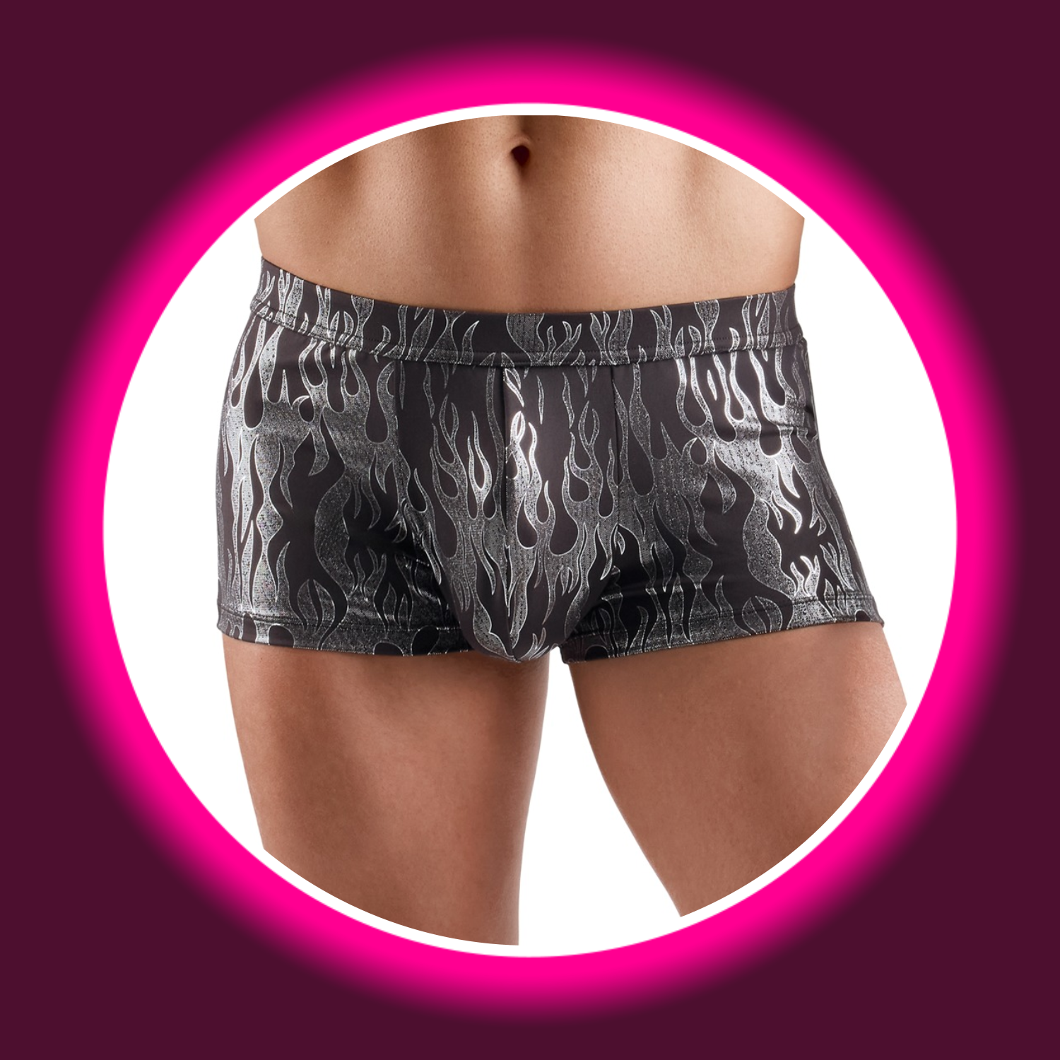 schwarze Pants mit metallischem Flammen-Design, Svenjoyment