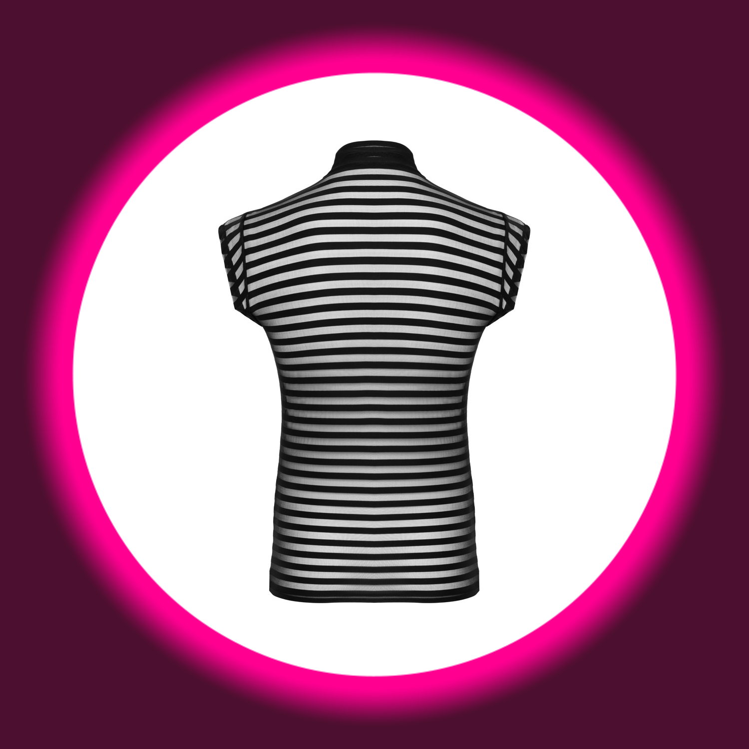 Svenjoyment Shirt CORVIN Herren schwarz – Rückansicht freistehend, durchgehende Querstreifen, körperbetonter Schnitt
