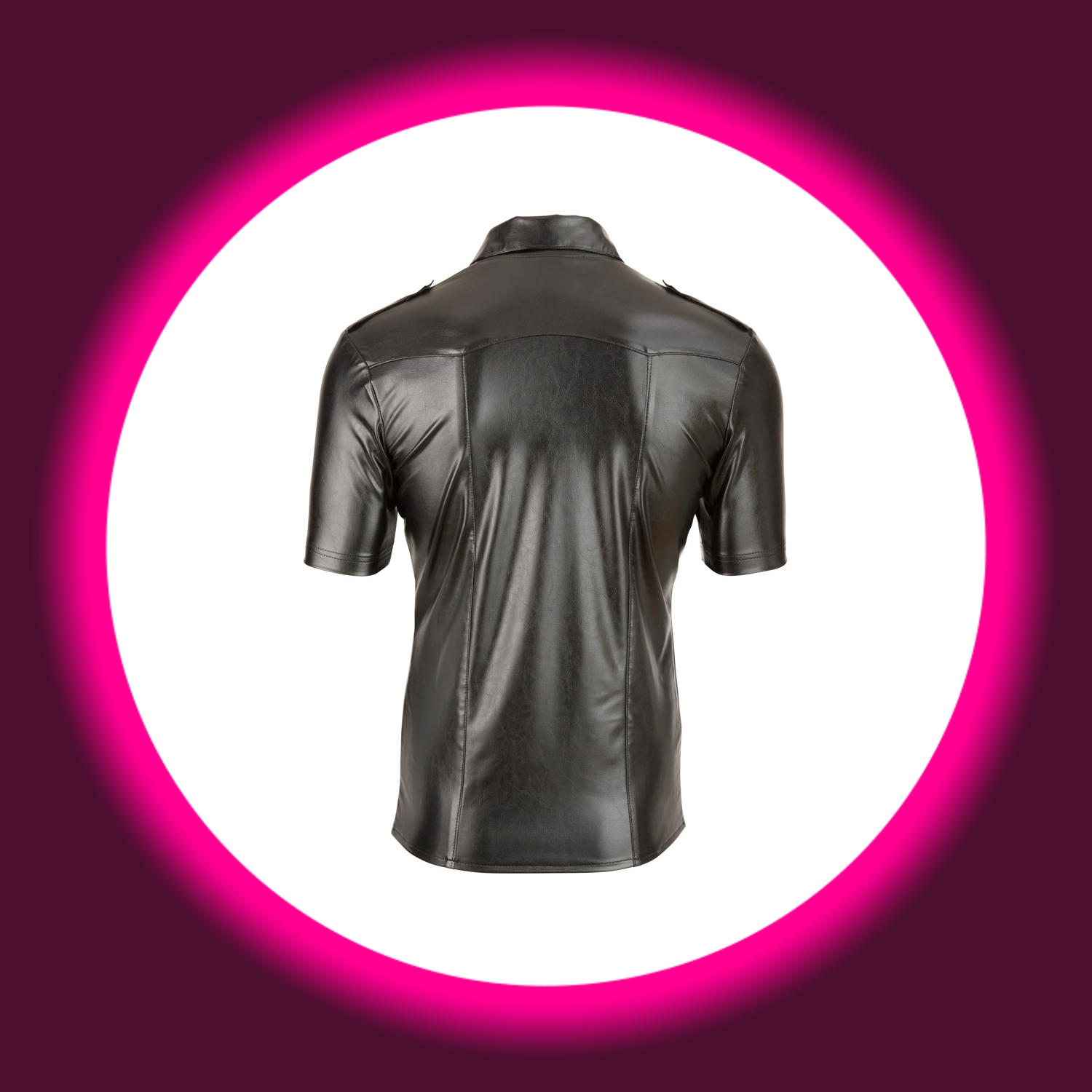 schwarzes glänzendes Hemd mit Ziernähten, Svenjoyment