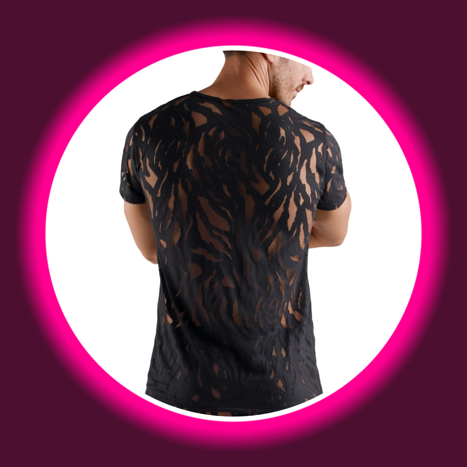 Rückansicht schwarzes Shirt in Ausbrenner-Optik, von Svenjoyment