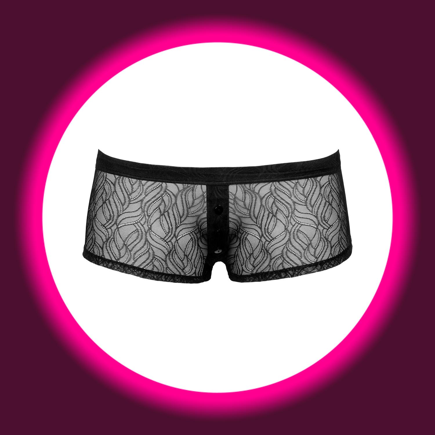 Frontansicht knappe Shorts aus Stretch-Spitze mit Knopfleiste, für Männer, Svenjoyment