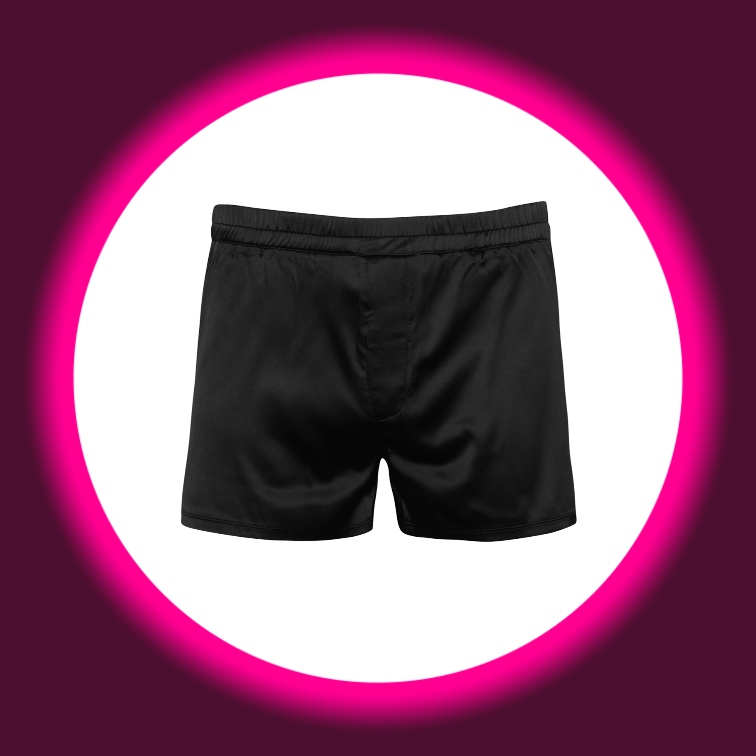 Frontansicht schwarze Shorts aus Satin mit Gummibund von Svenjoyment