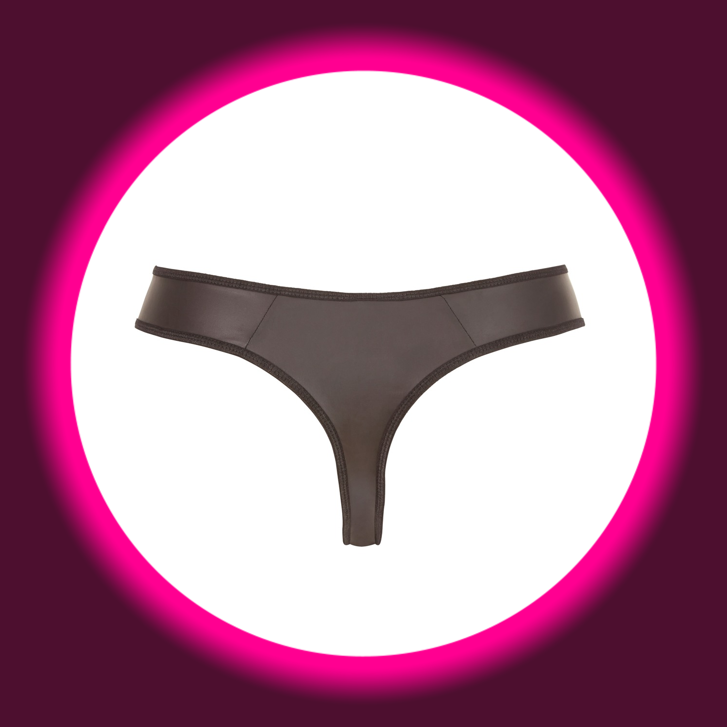 Rückansicht schwarzer String in Neopren-Optik, für Männer, Svenjoyment