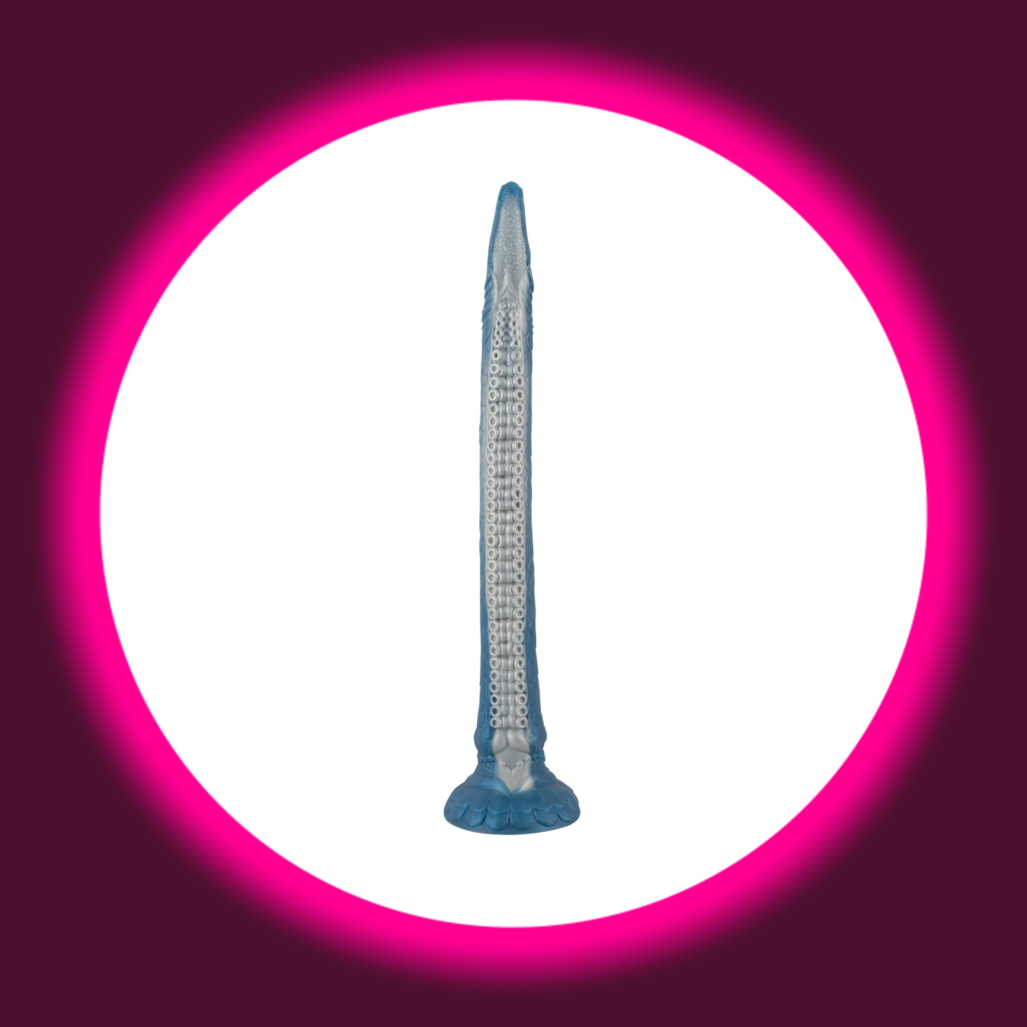 blau weißer langer Dildo in Echsenoptik mit Reizstrukturen und Saugfuß, Beasty Cocks