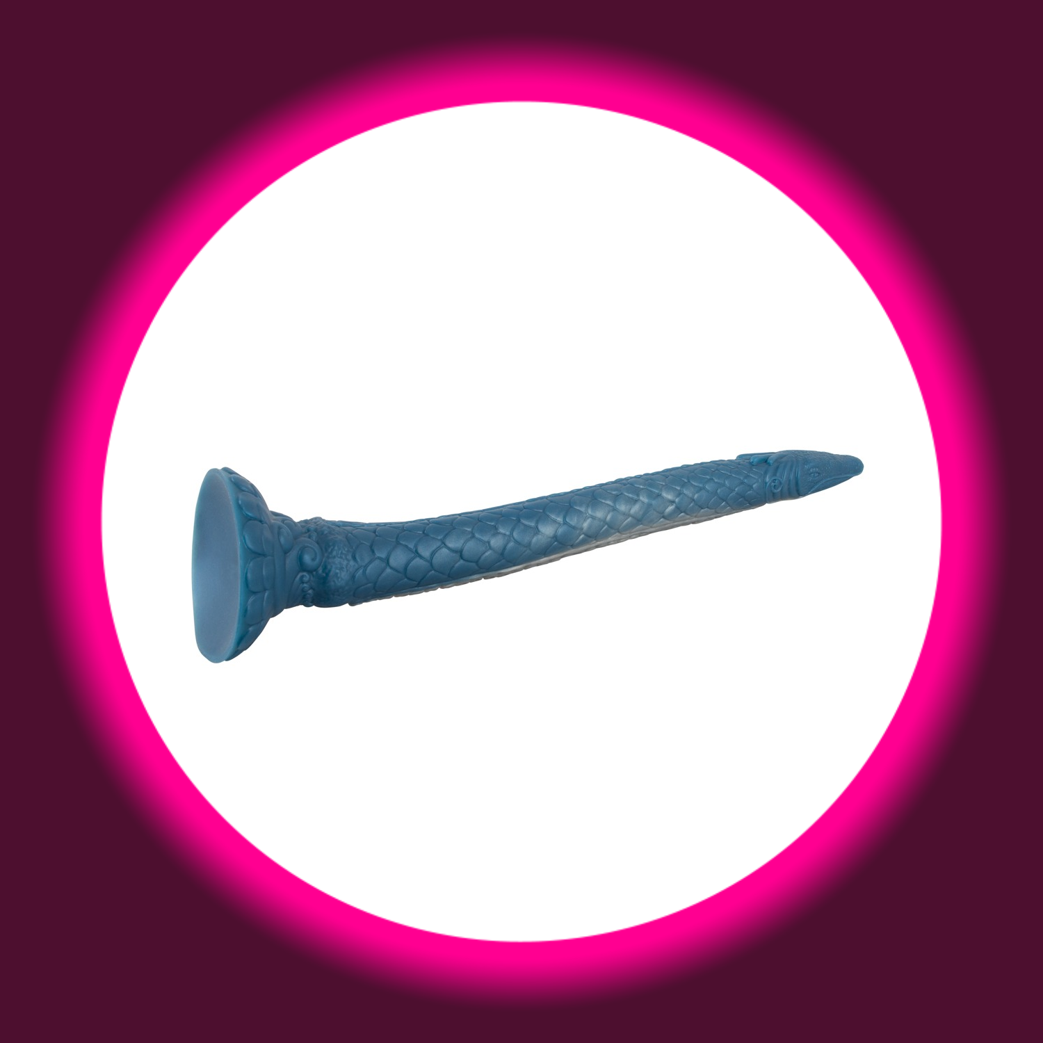 blauer langer Dildo in Echsenoptik mit Reizstrukturen und Saugfuß, Beasty Cocks