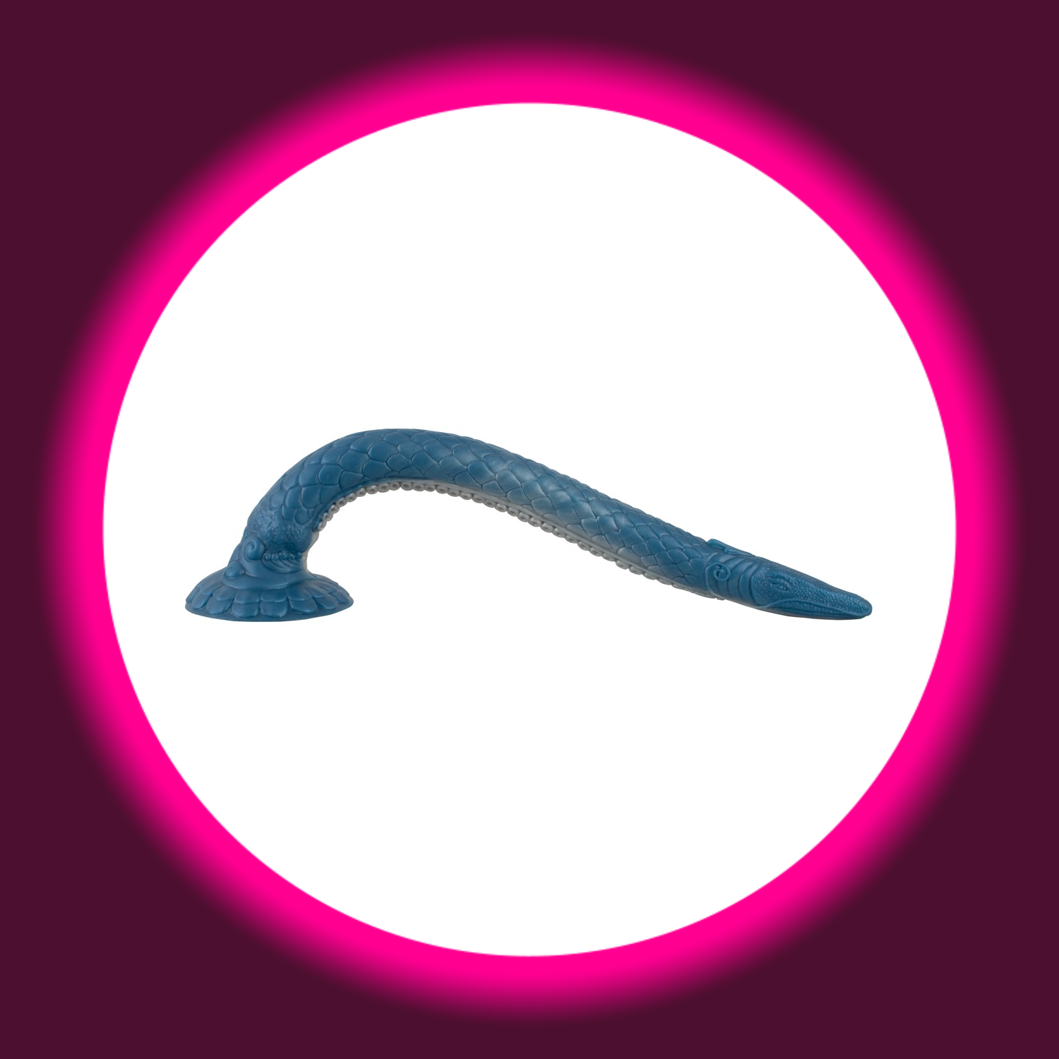 blauer langer Dildo in Echsenoptik mit Reizstrukturen und Saugfuß, Beasty Cocks
