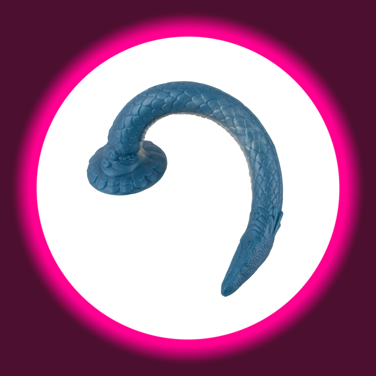 blauer langer Dildo in Echsenoptik mit Reizstrukturen und Saugfuß, Beasty Cocks