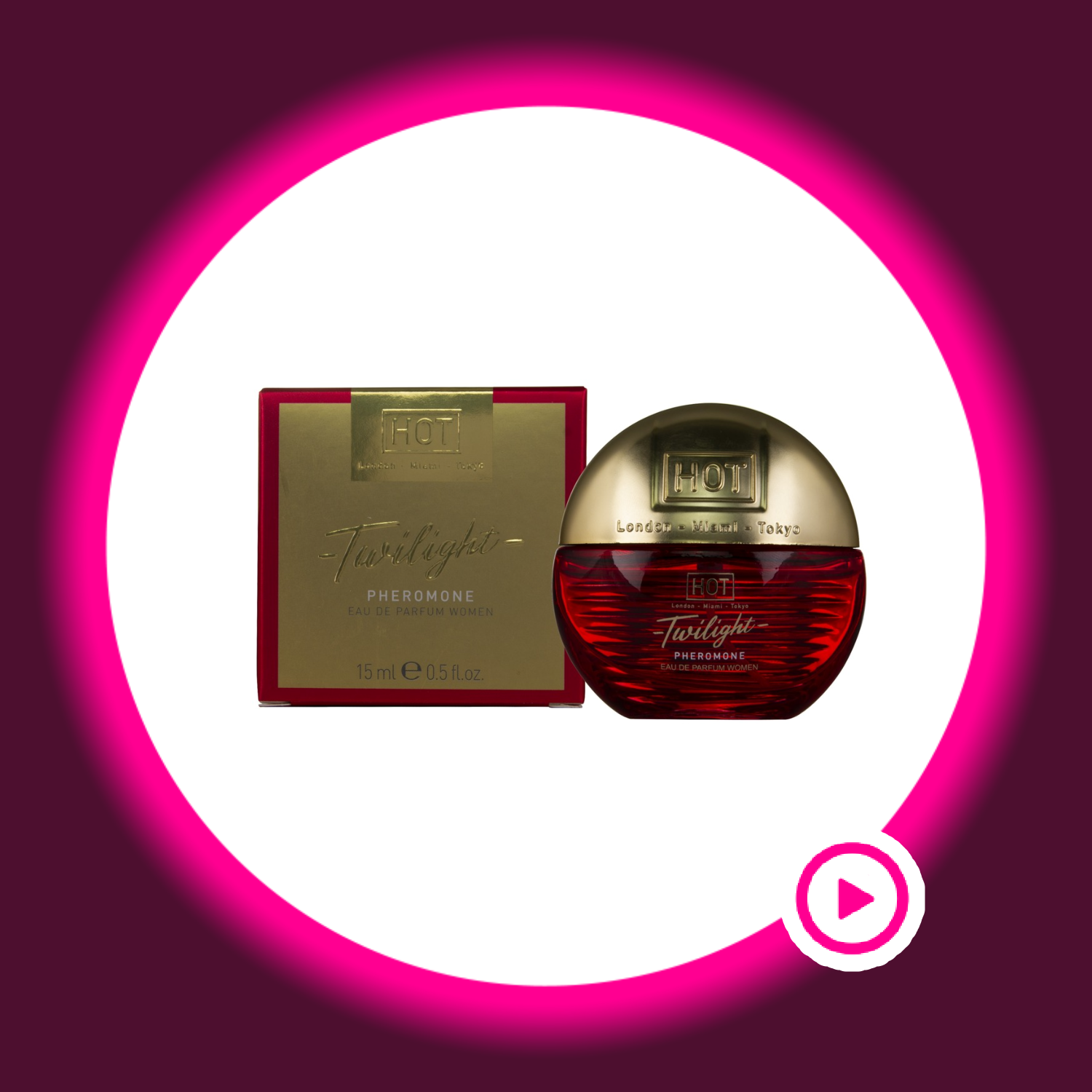 HOT Twilight Pheromone Eau de Parfum Women 15ml – floraler Damenduft mit Pheromonen in rotem Kugelflacon mit goldener Verpackung