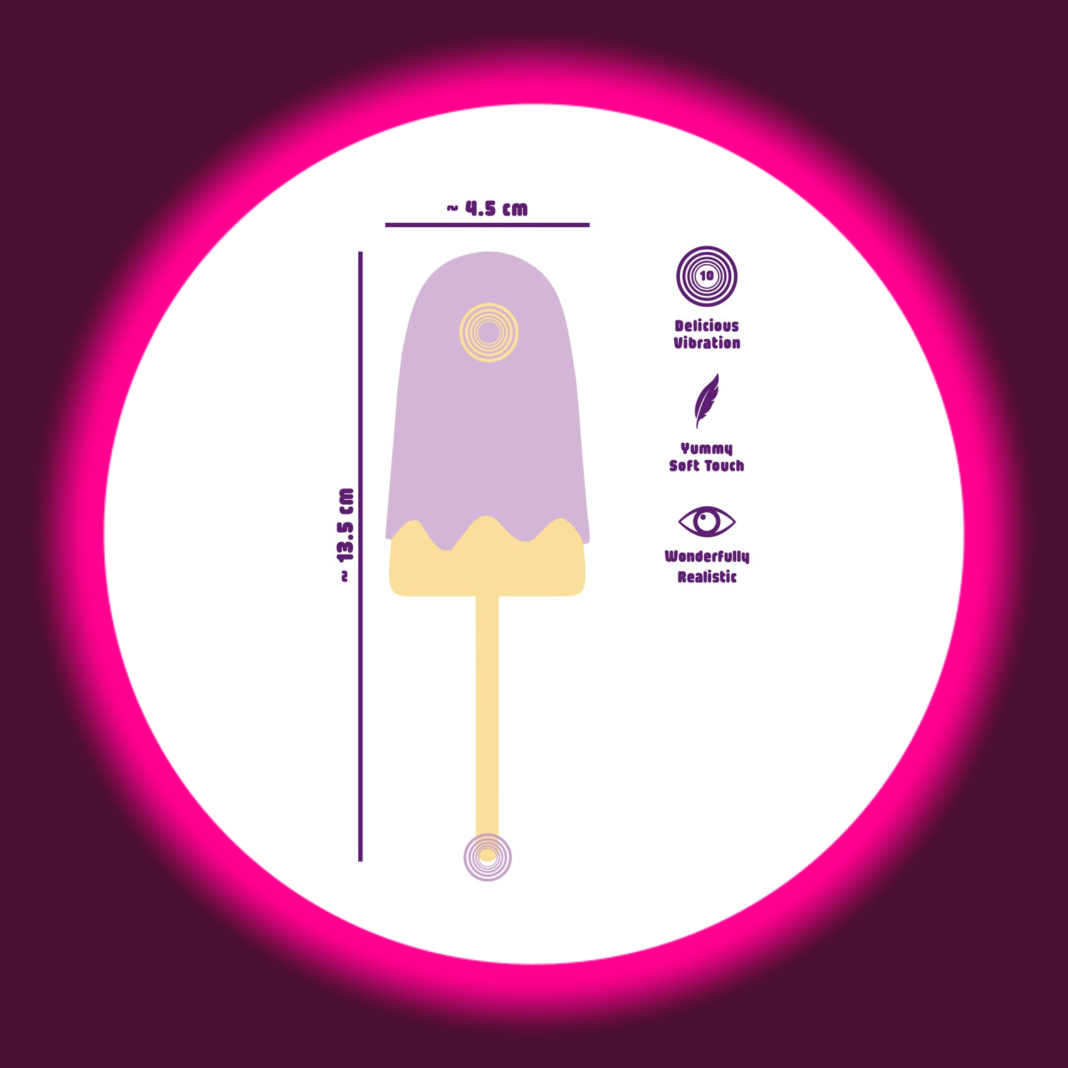 Abmessungen bunter Auflegevibrator Vibrating Popsicle in Eis am Stiel Look von You2Toys
