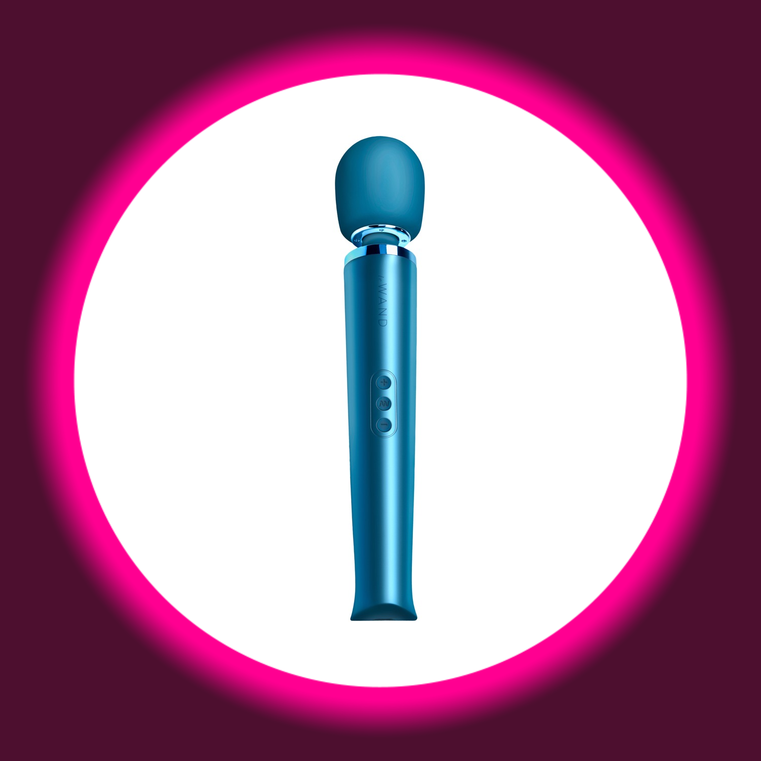 Frontansicht eines blauen Massagestabs Wand Vibrator von Le Wand