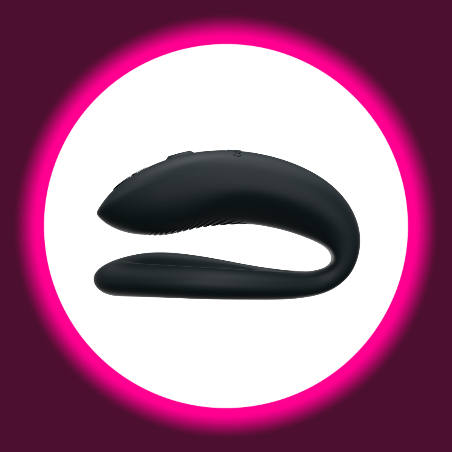 seitliche Ansicht schwarzer Paarvibrator We Vibe Sync-O