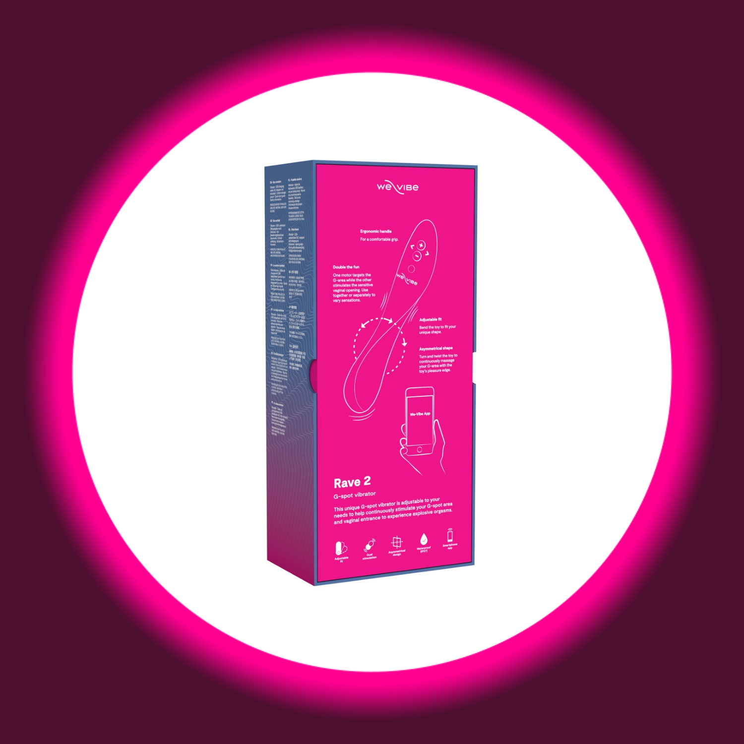 Rückseite der Produktverpackung des G-Punkt Vibrators Rave 2 von We Vibe