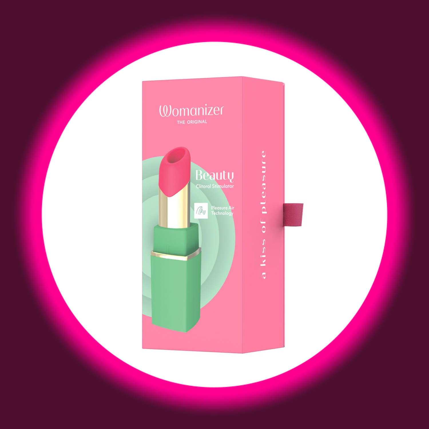 Produktverpackung Pulsator Beauty von Womanizer in pink grün