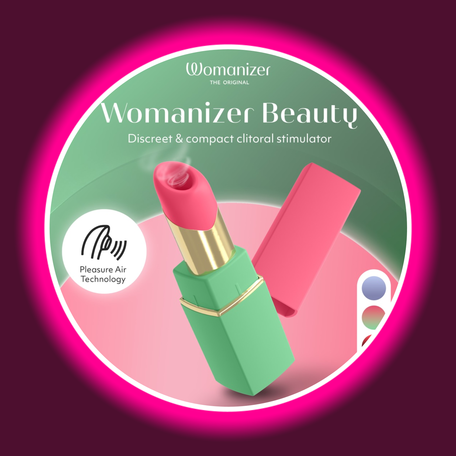 Womanizer Beauty Klitoris-Stimulator im Lippenstift-Design mit Travel Cap – diskreter kompakter Pulsator mit Pleasure Air Technologie, erhältlich in mehreren Farben