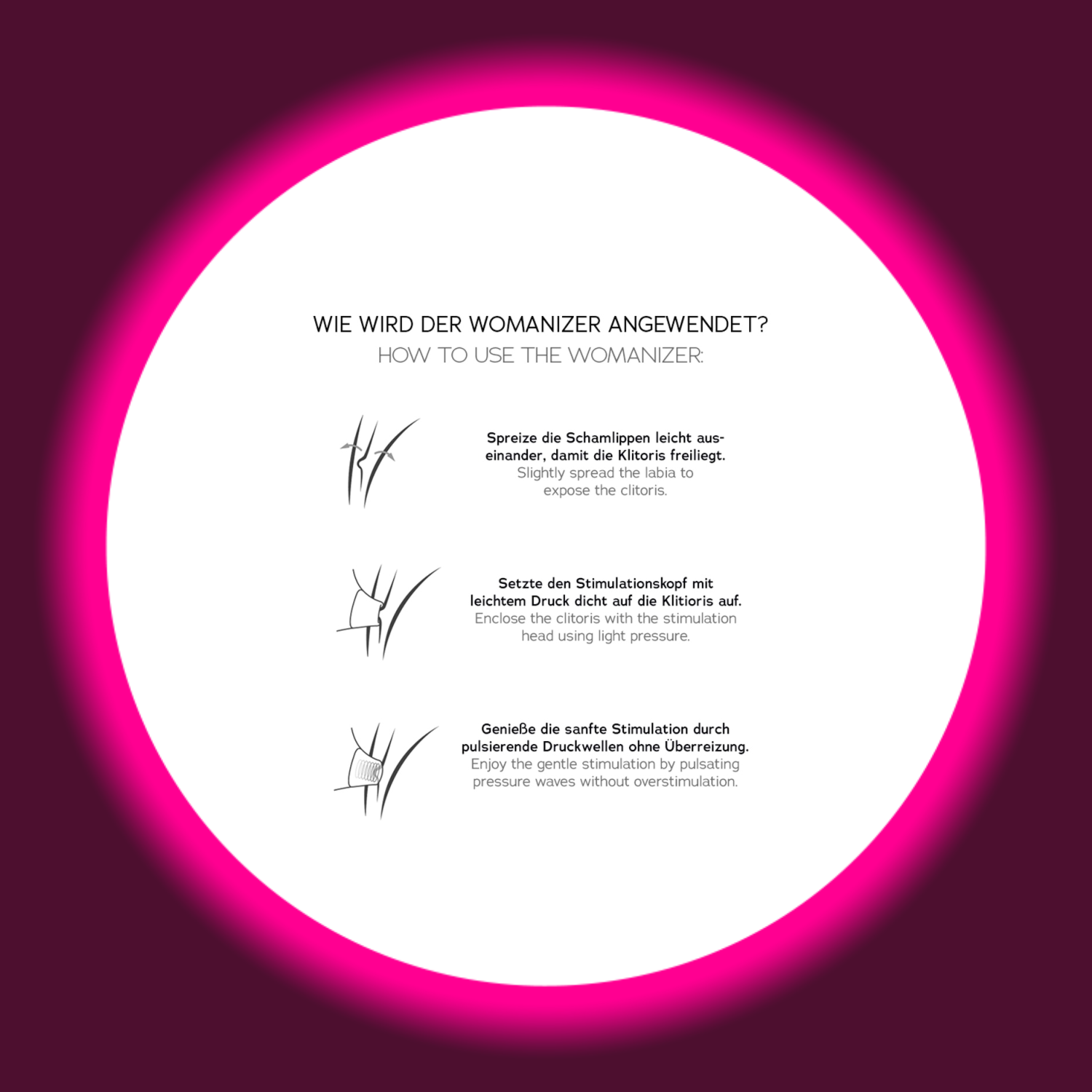 schriftliche Anleitung zur Anwendung eines Womanizer