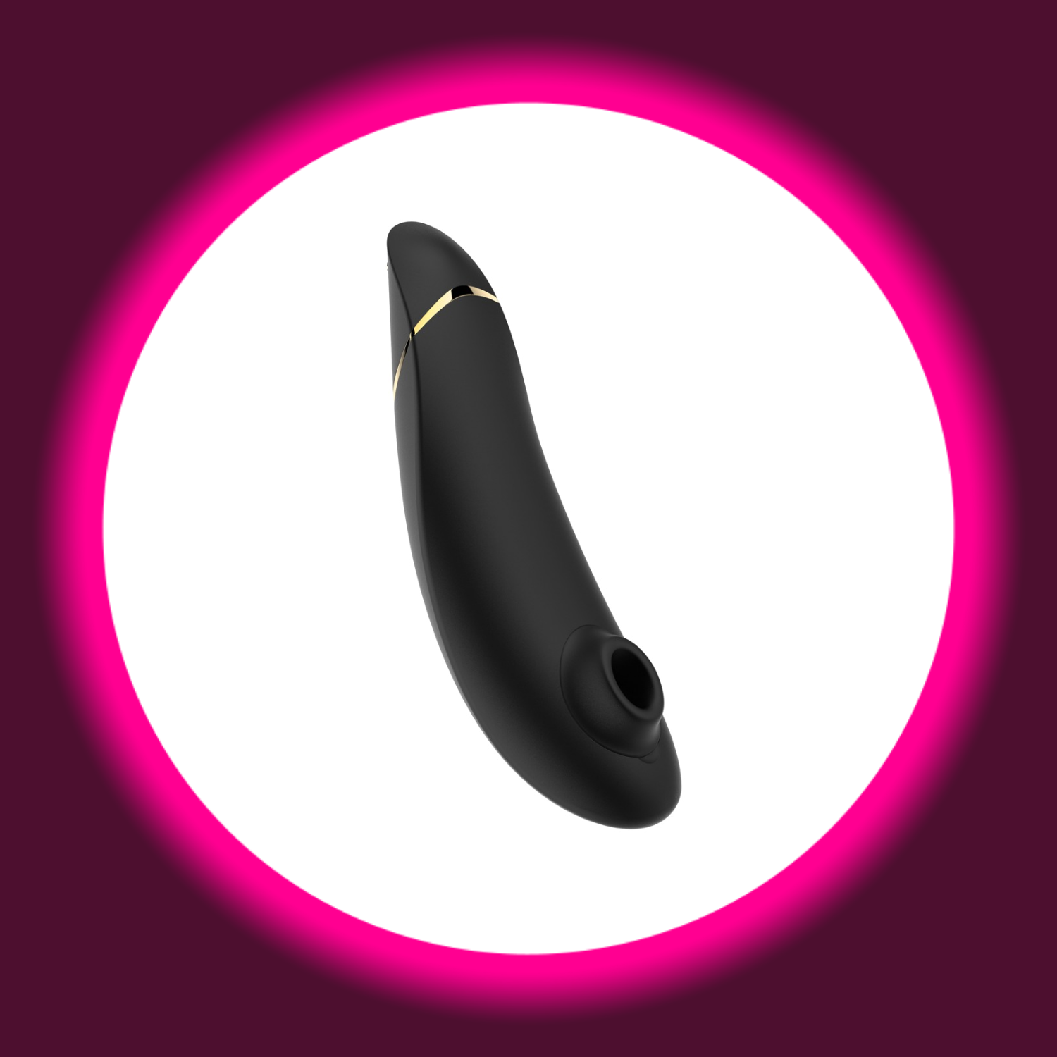 schwarzer Pulsator Womanizer Next mit goldener Kante und Stimulationskopf